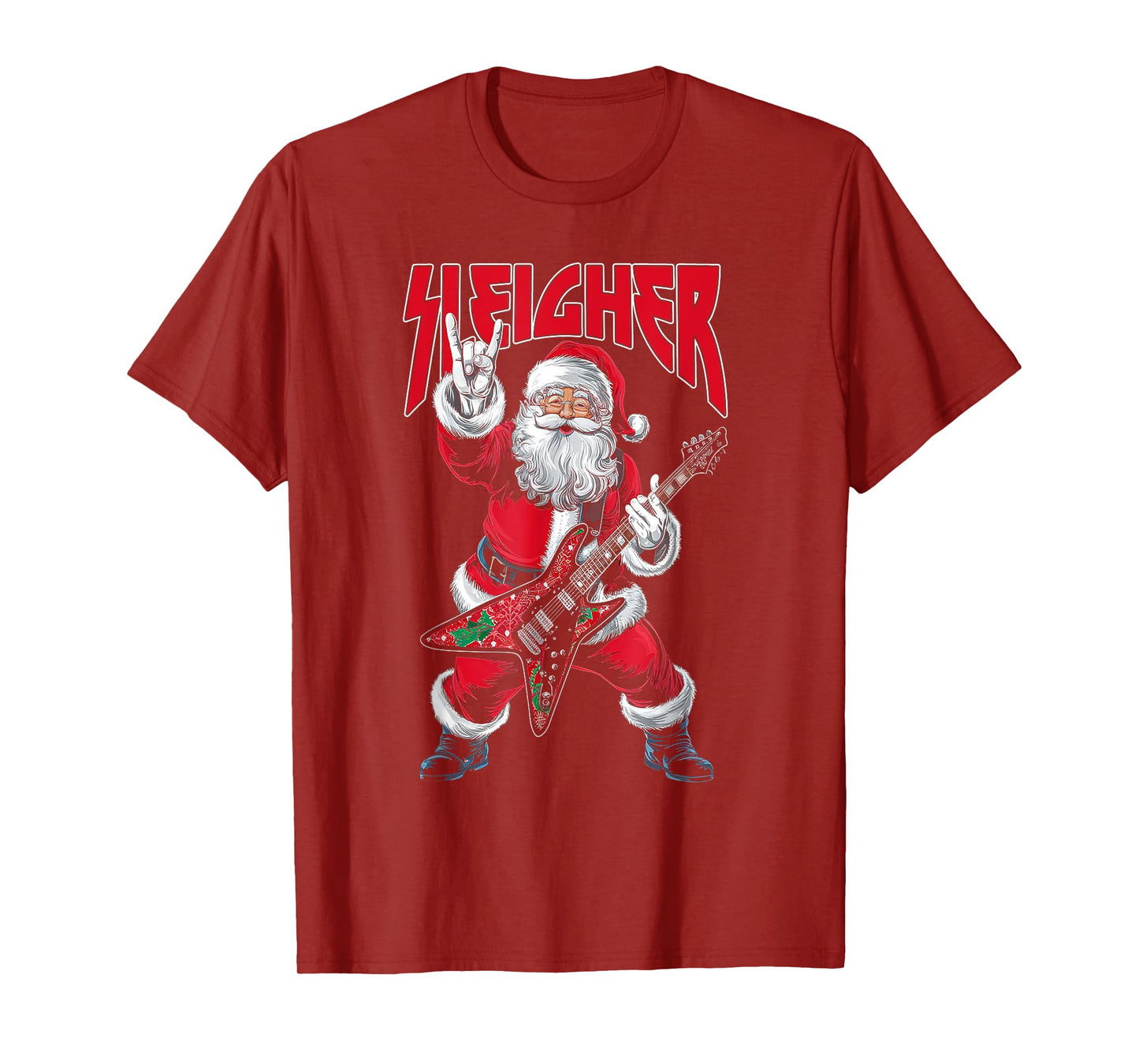 Christmas Sleigher Santa Rock Xmas Rocker Men Women Kids Boy T-Shirt