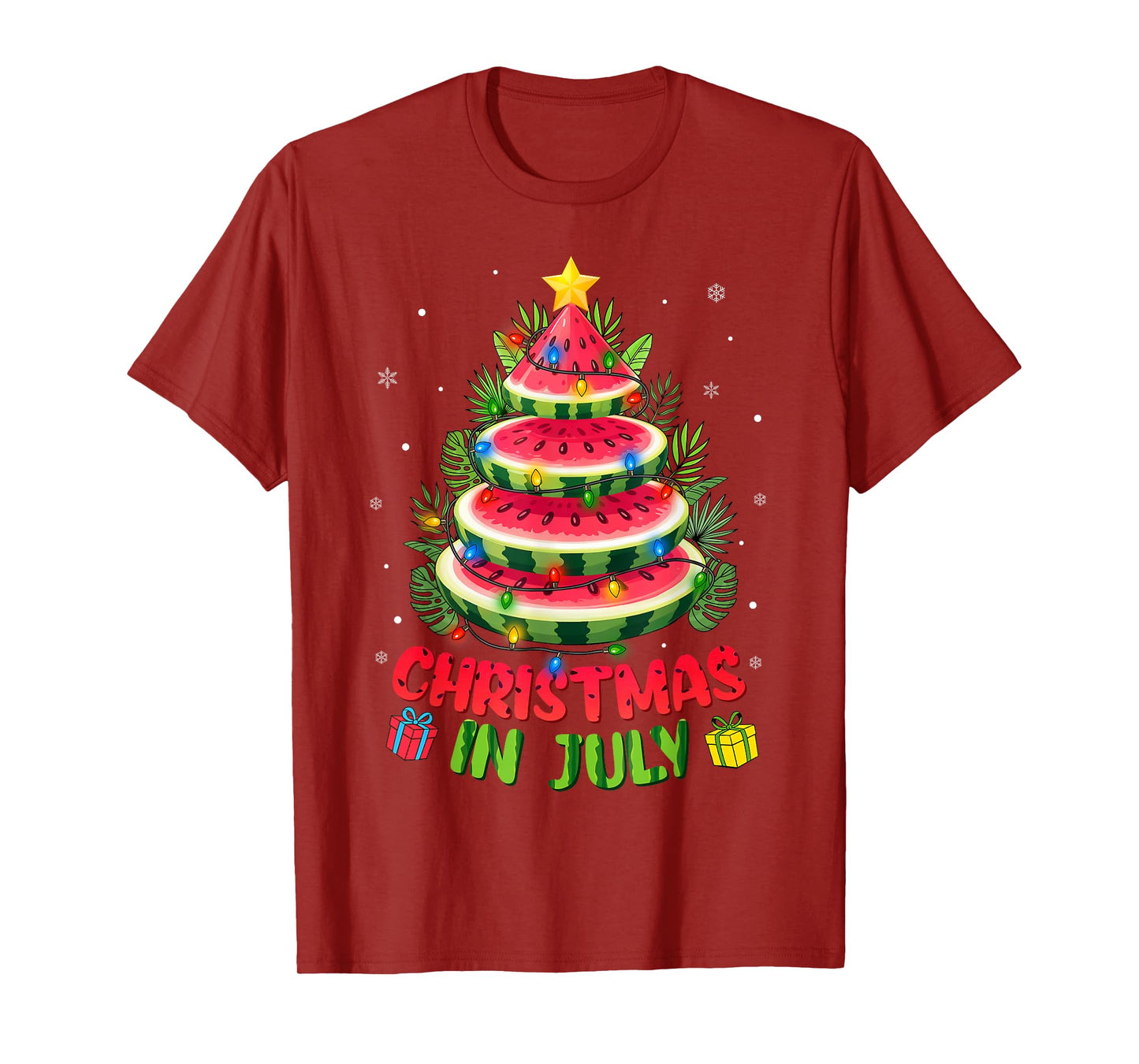 Christmas In July Shirts Watermelon Tree Beach Summer Hawaii T-Shirt