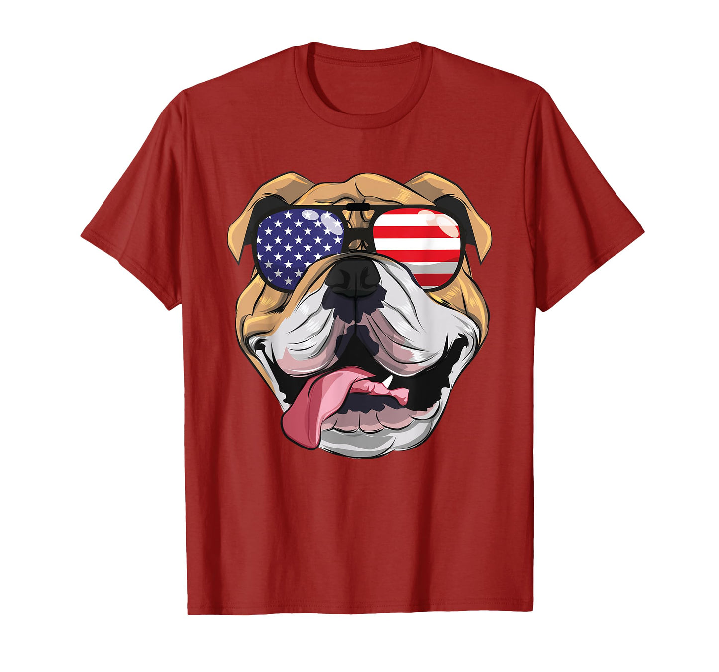English Bulldog 4th Of July American Sunglasses USA Boys Men T-Shirt