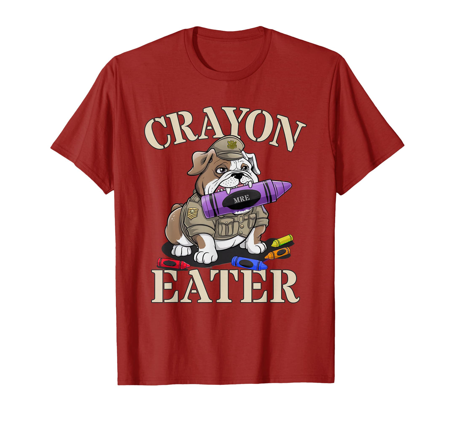Kawaii Crayon Eater Bulldog Soldier School Boot Camp Humor T-Shirt