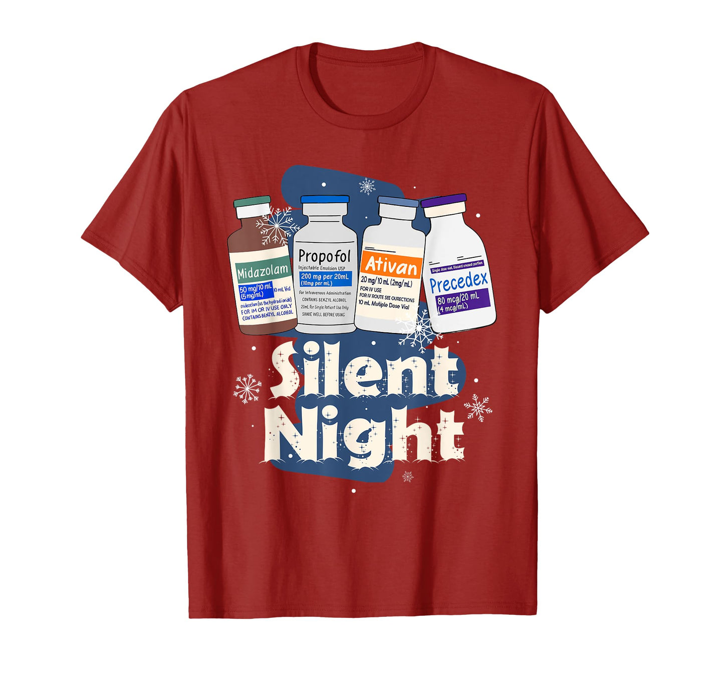 Christmas Nurse RN ER ICU Nursing Xmas Vibes Silent A Night T-Shirt