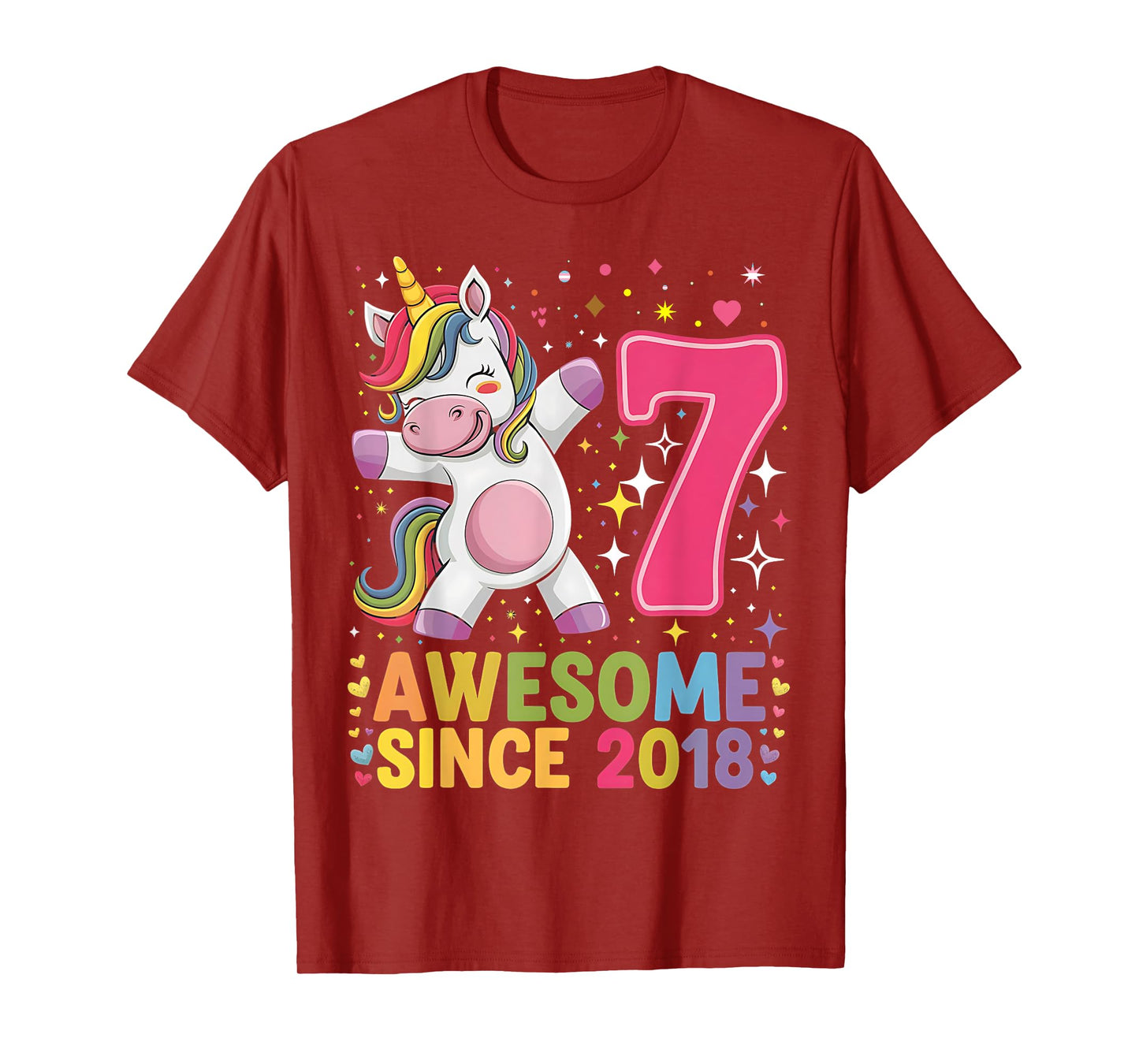 7 Years Old Unicorn Dabbing 7th Birthday Unicorn Party Girls T-Shirt