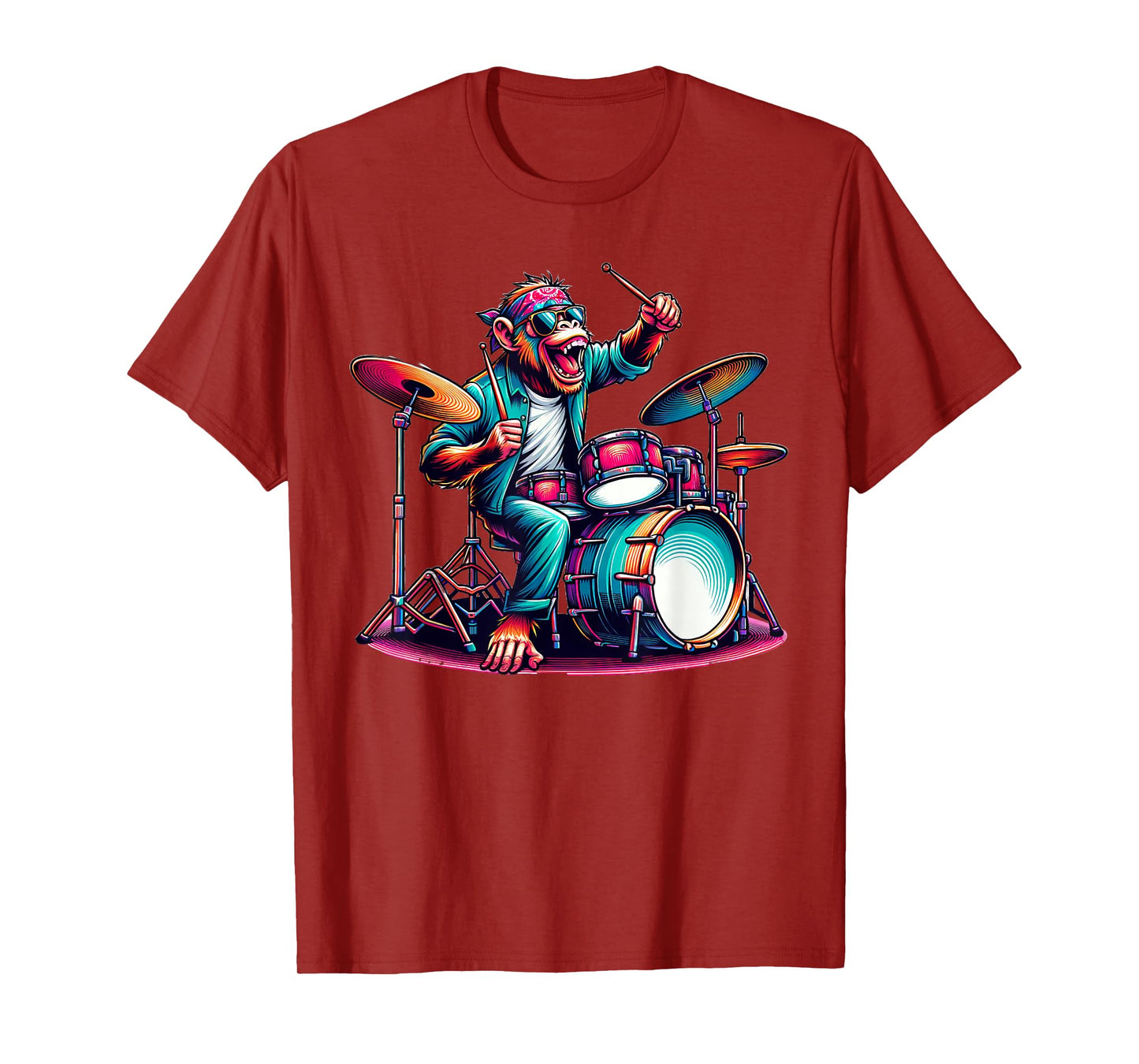 Cute Monkey Playing Drums Monkeys Drummer Music T-Shirt