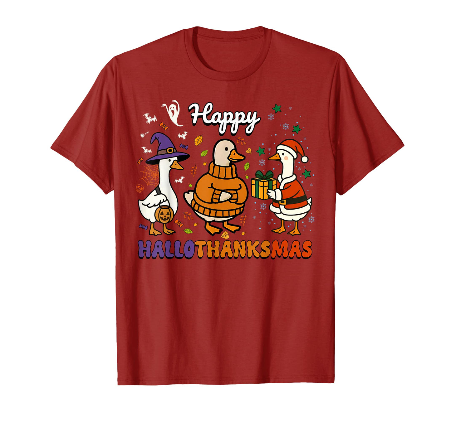 Halloween Thanksgiving Christmas Funny Goose Holiday Family T-Shirt