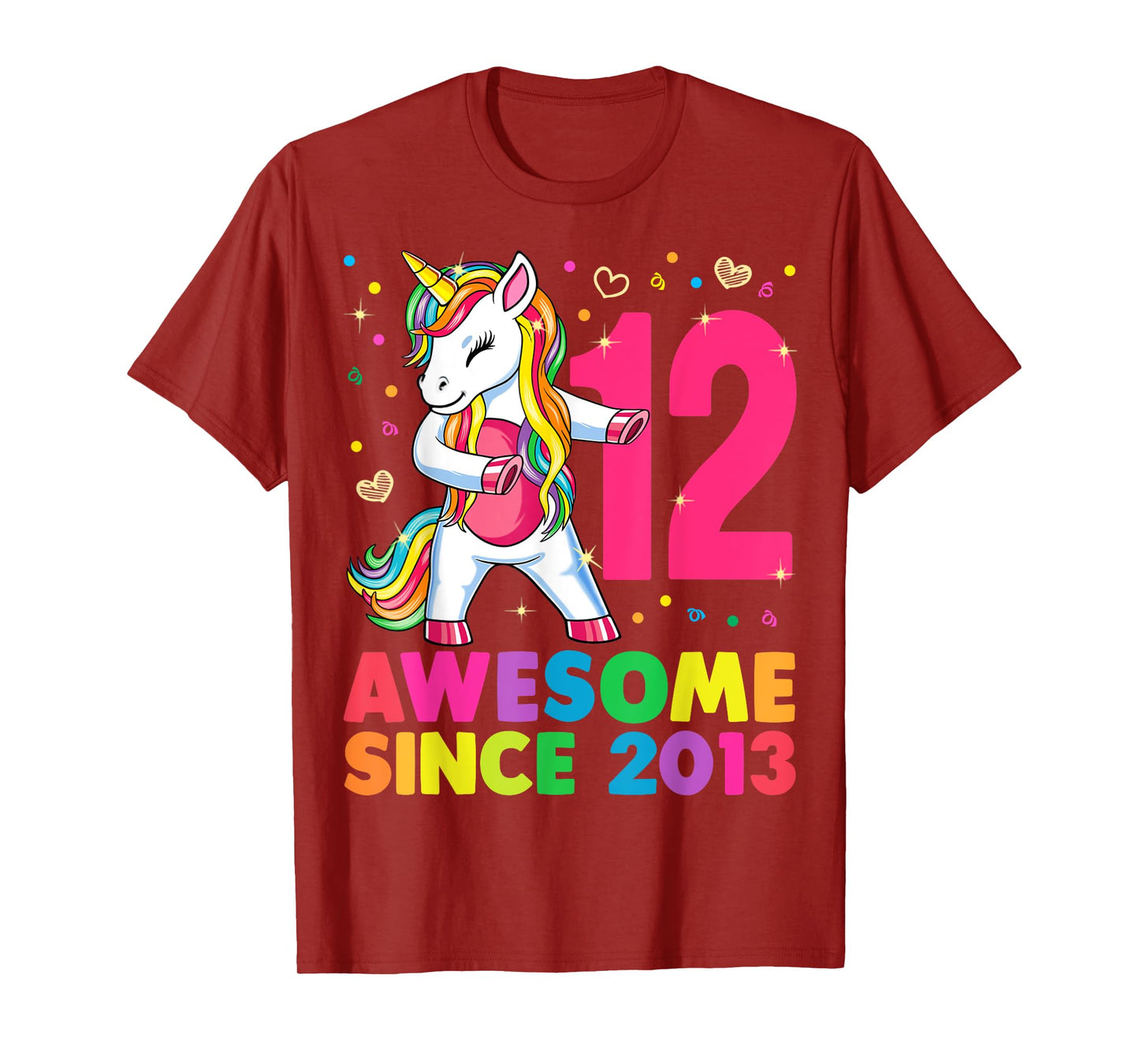 12 Years Old Unicorn Flossing 12th Birthday Girl Gift Party T-Shirt
