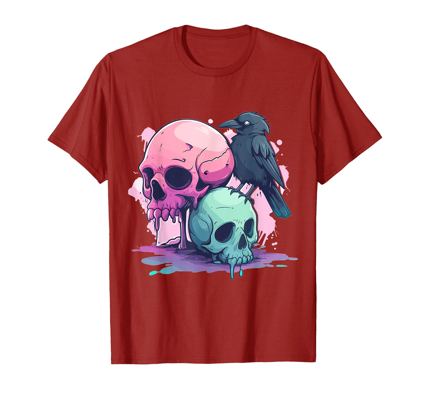 Goth Pastel Cute Creepy Kawaii Skull And Crow Vaporwave T-Shirt