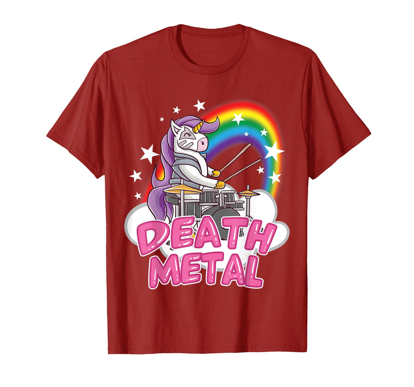 Death Metal Pink Unicorn Rock Music Band Drums Drummer T-Shirt