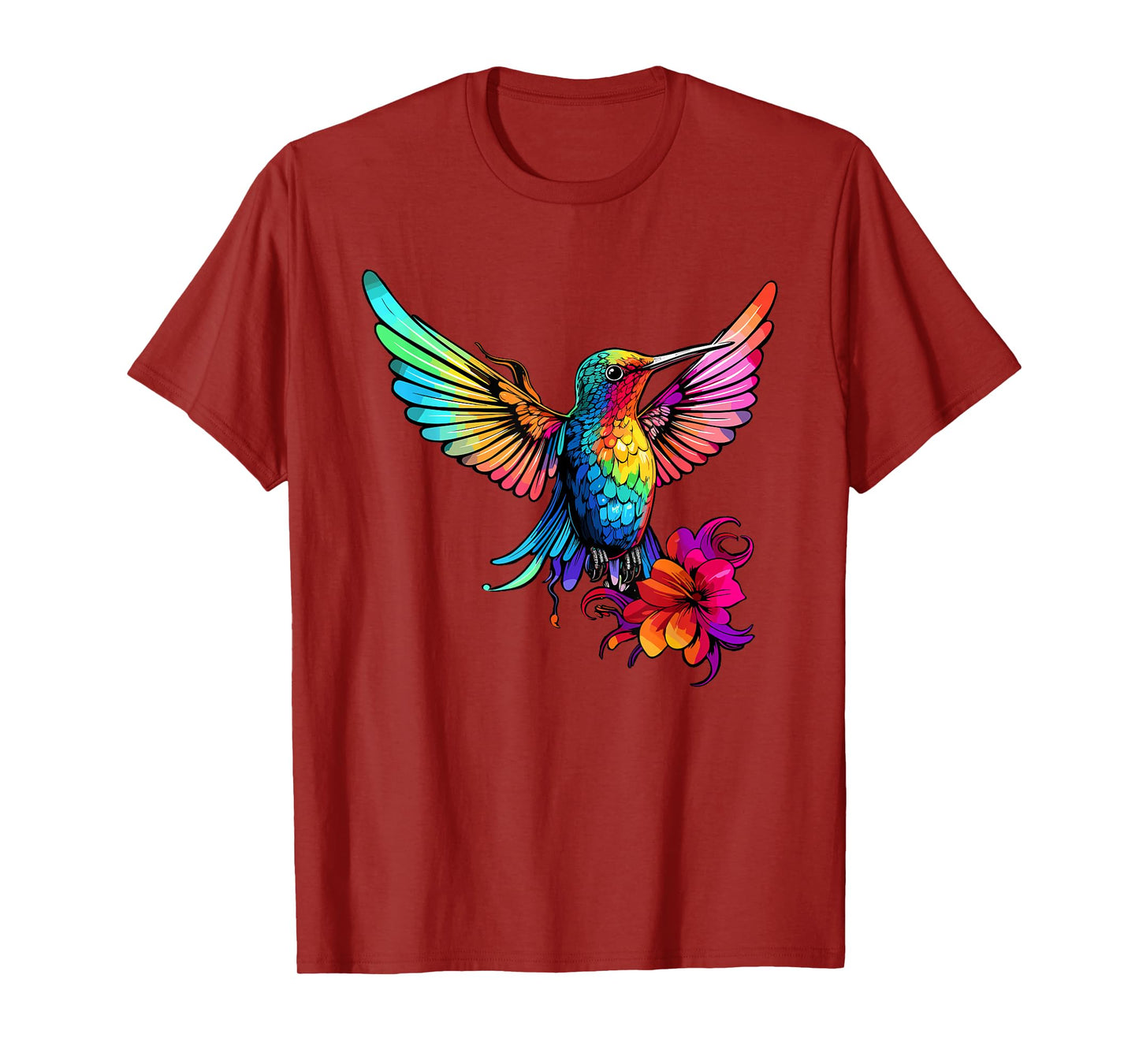 Colorful Hummingbird Art Tie-Dye Bird Watching T-Shirt