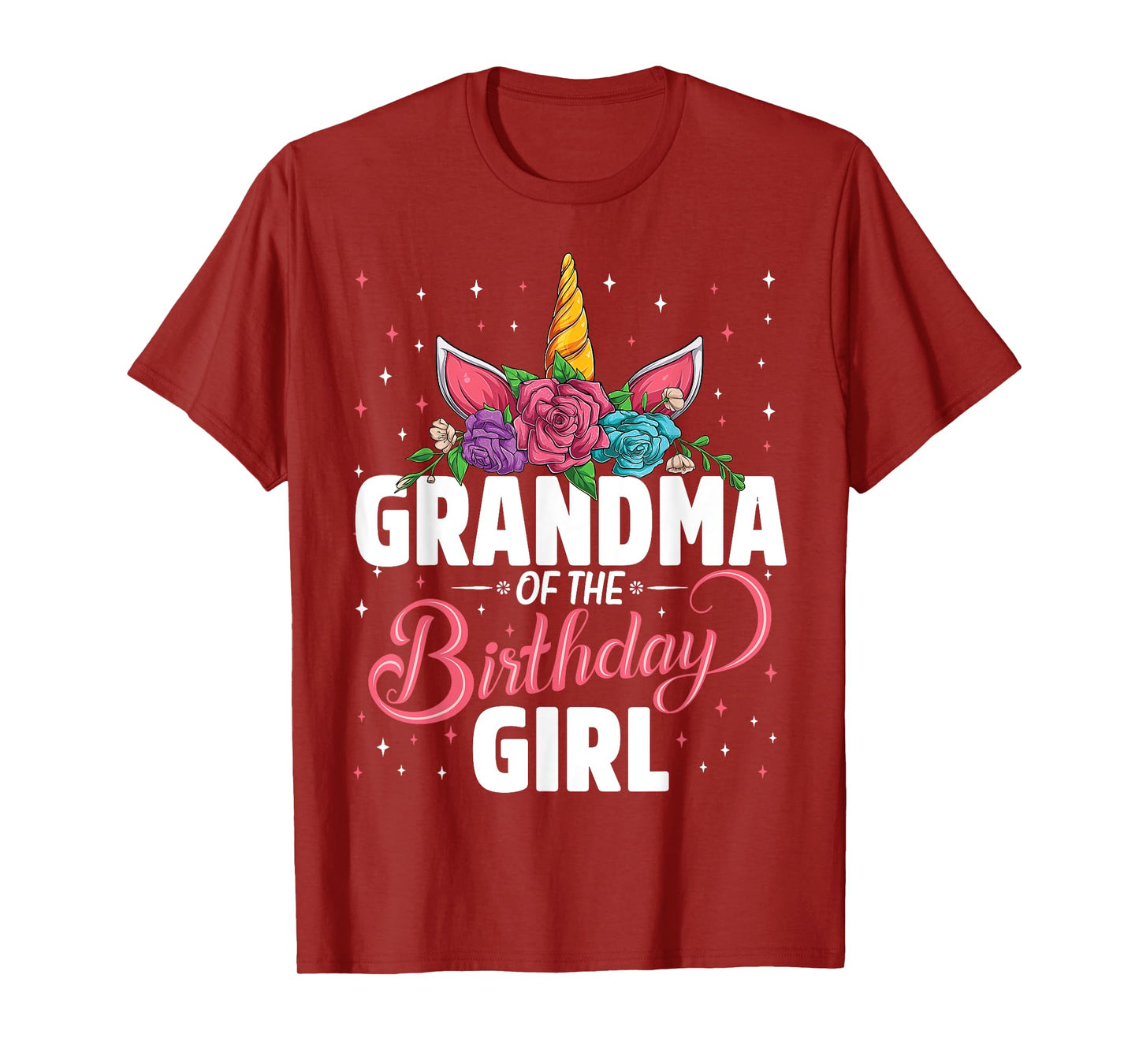 Grandma Of The Birthday Girl Unicorn Girls Family Matching T-Shirt