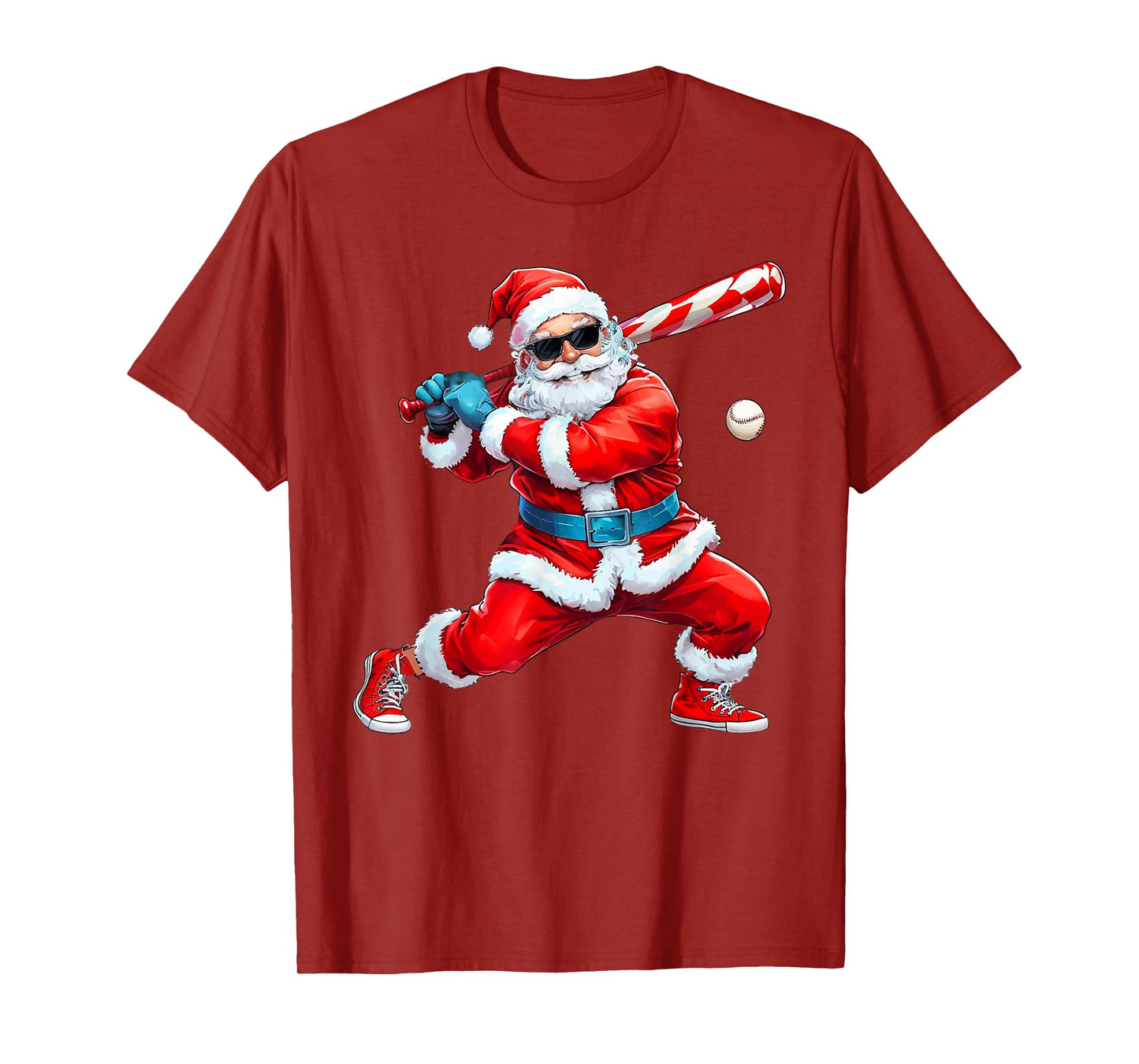 Santa Playing Baseball Christmas Baseball Player T-Shirt
