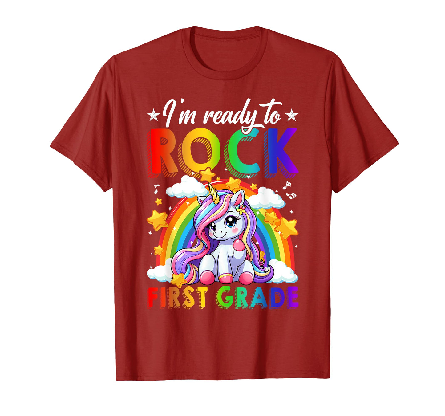 I'm Ready To Rock First Grade Unicorn Back To School Girls T-Shirt