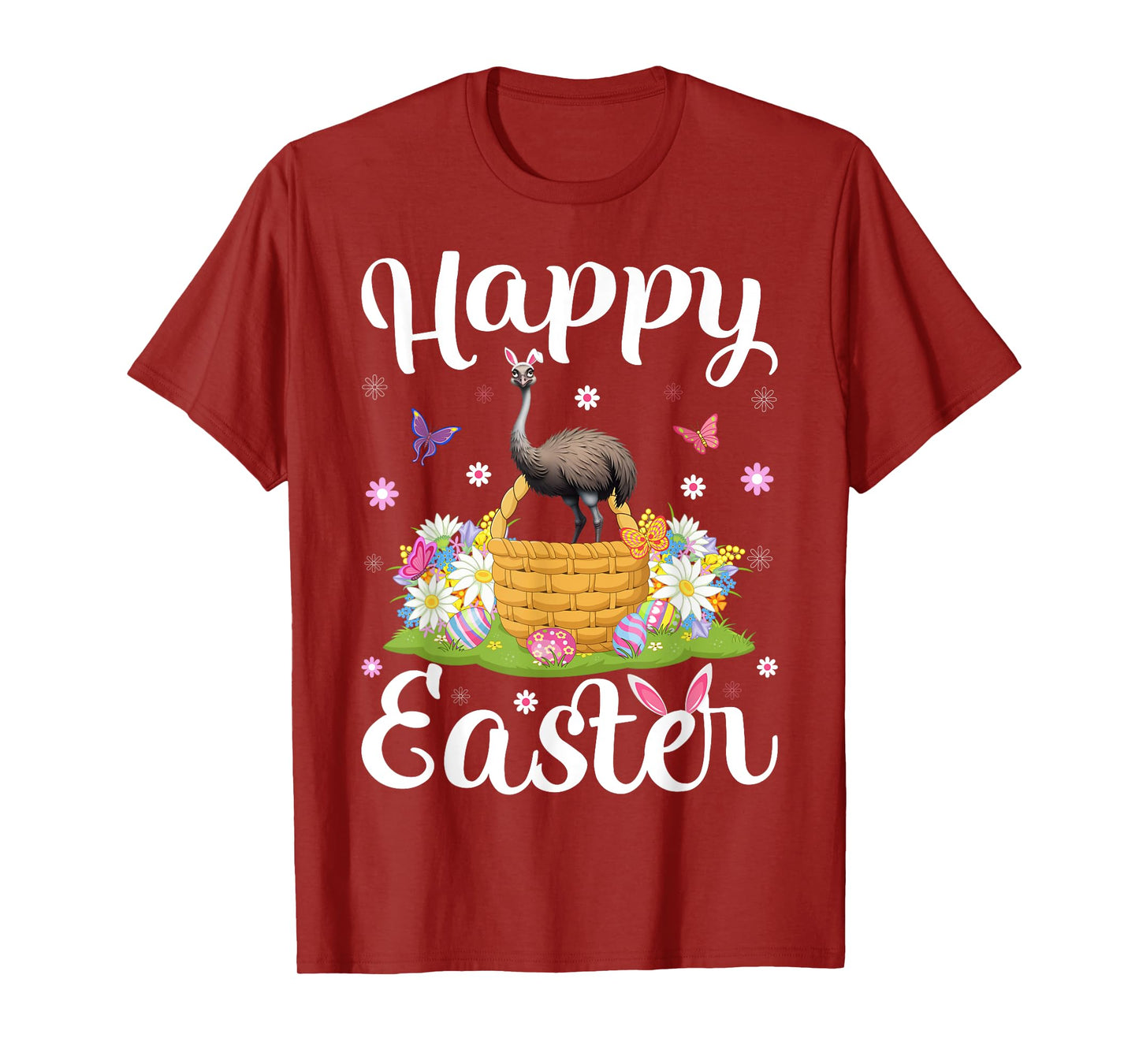 Emu Bird Happy Easter Egg Hunt Bunny Ear Emu Easter T-Shirt