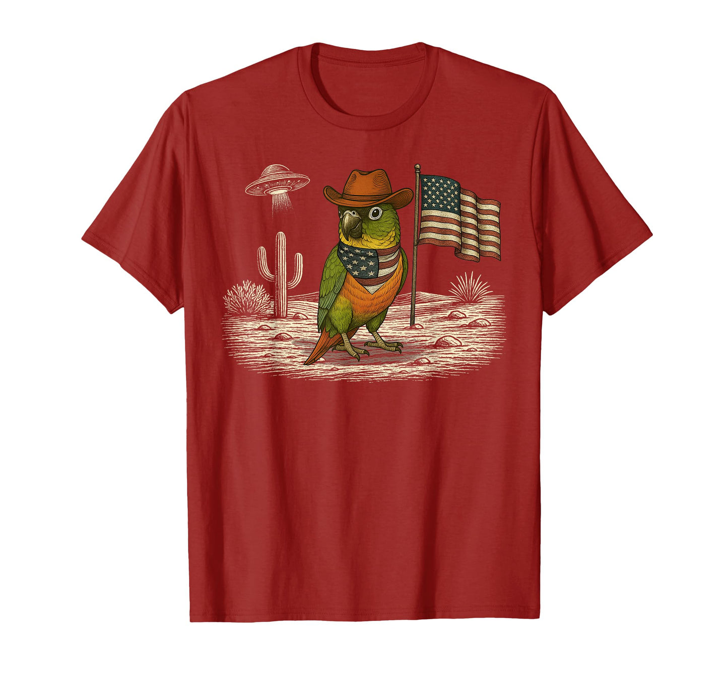 Green Cheek Conure 4th of July US American Flag Patriotic T-Shirt
