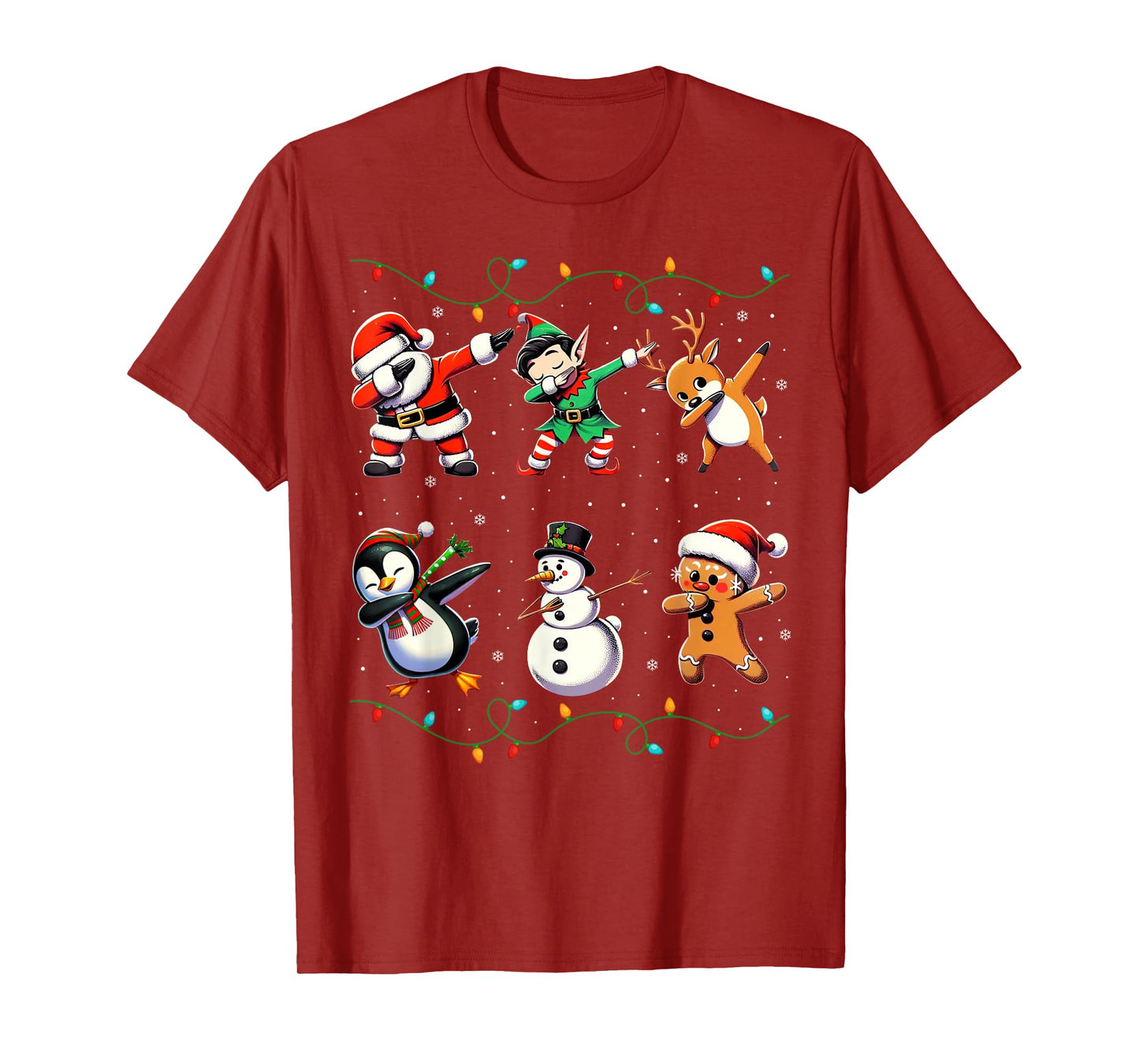 Dabbing Santa Xmas Lights Gifts Kids Girls Boys Christmas T-Shirt
