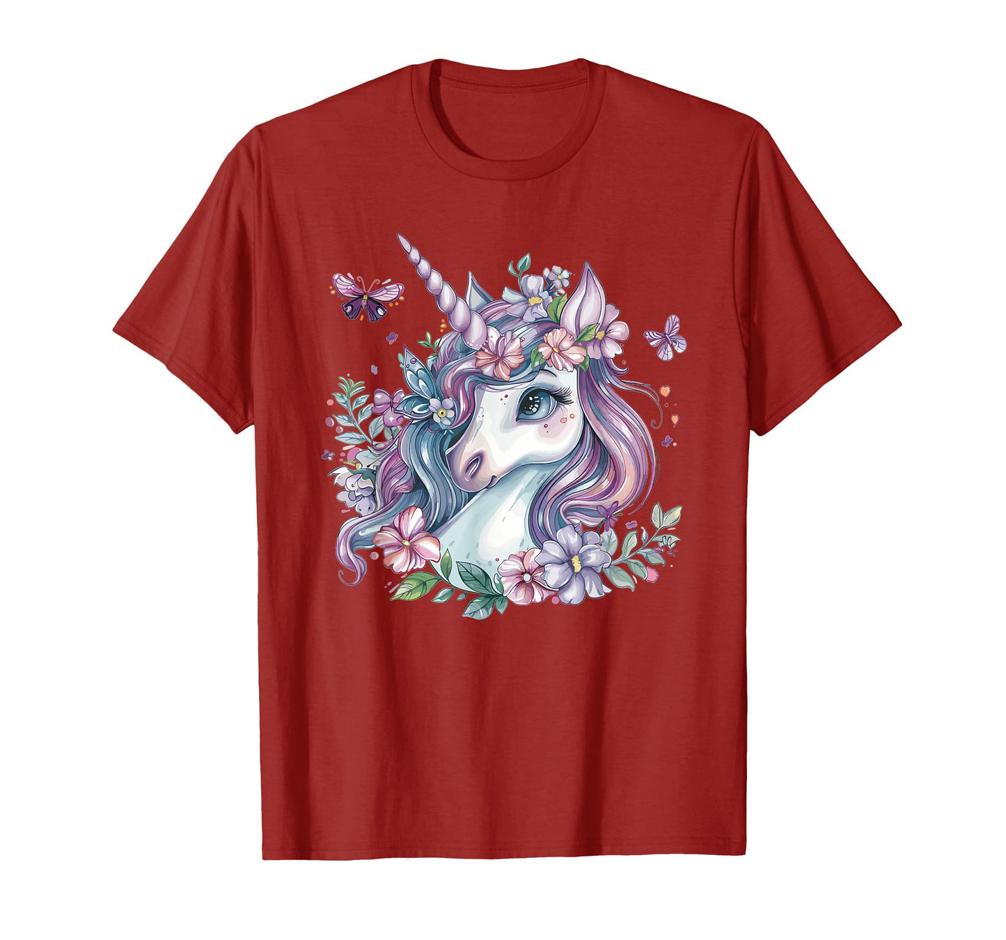 Cute Unicorn With Flowers I Kids Unicorn T-Shirt