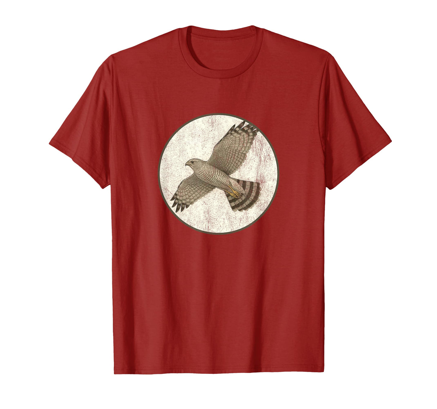 Colorful Retro Gray Hawk Bird Design T-Shirt