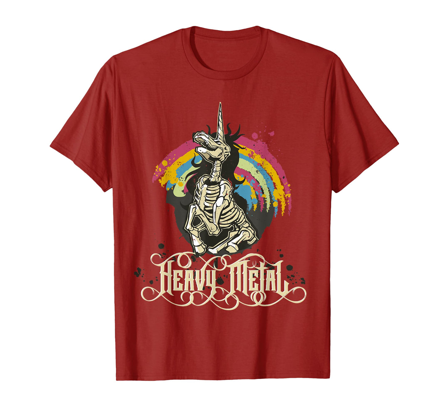 Heavy Metal Funny Skull Unicorn T-Shirt