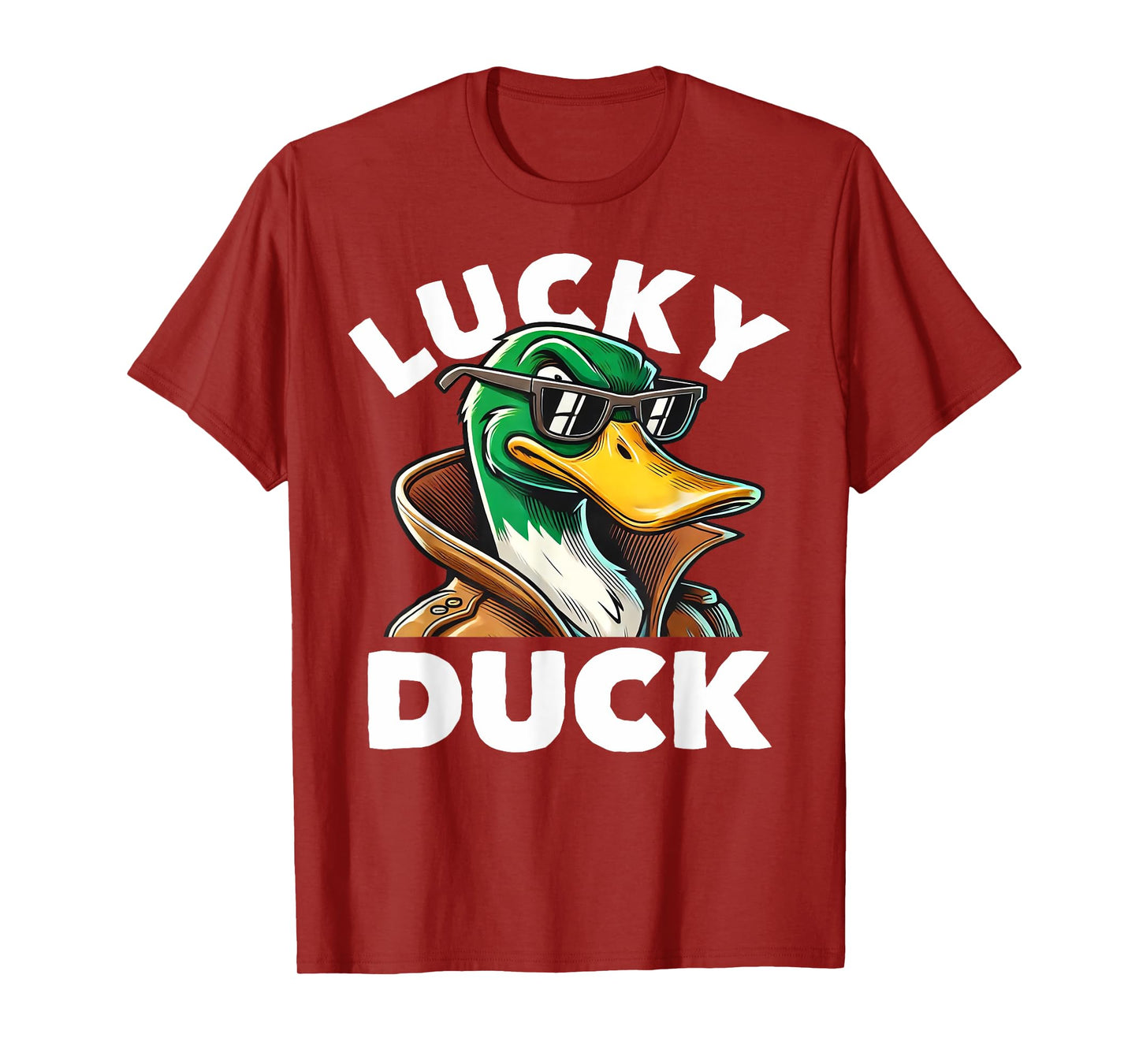 Lucky Duck Mallard Duck With Sunshades Men Boys Funny T-Shirt