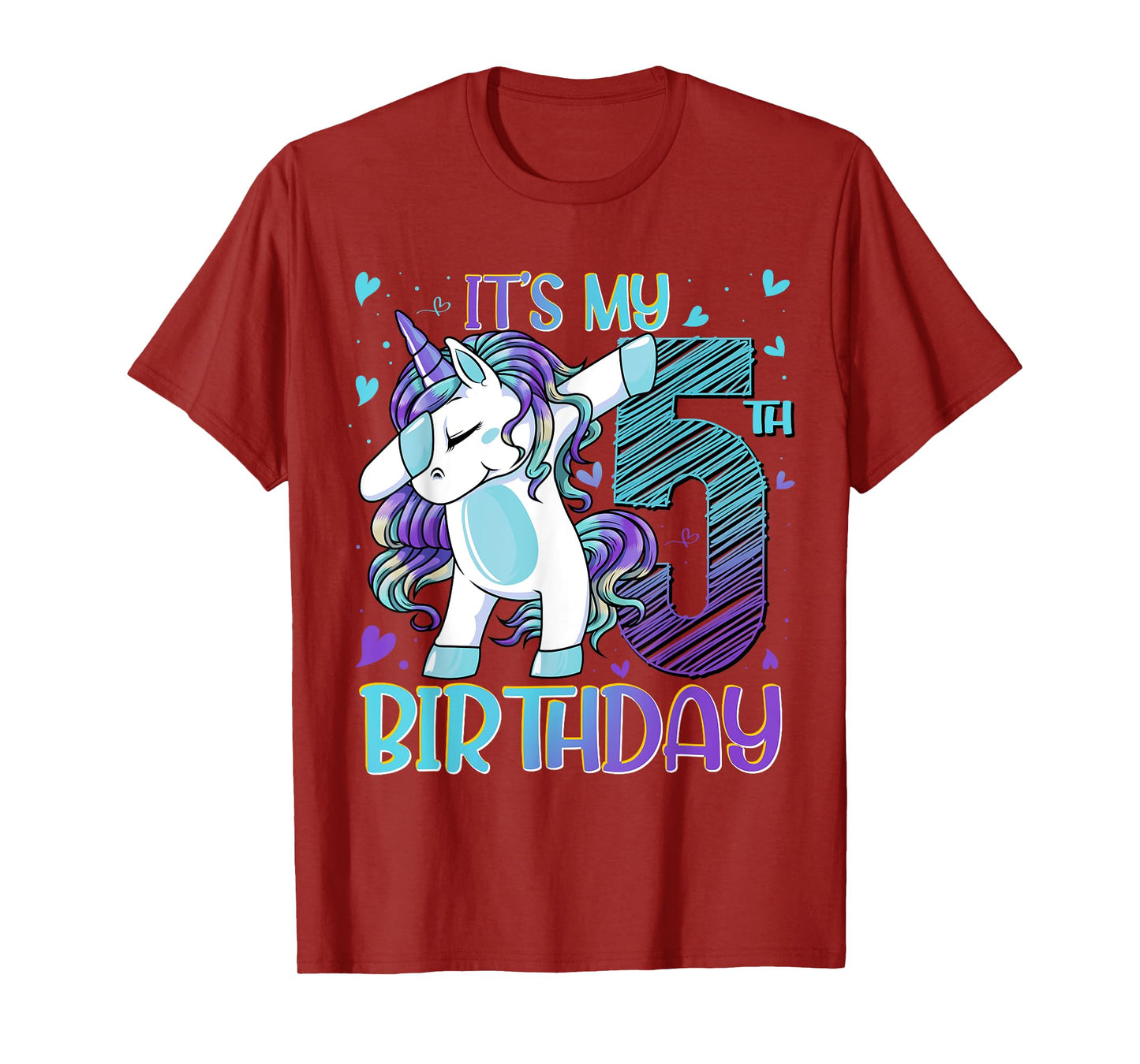 5 Year Old Unicorn Dabbing 5th Birthday Girl Unicorn Party T-Shirt