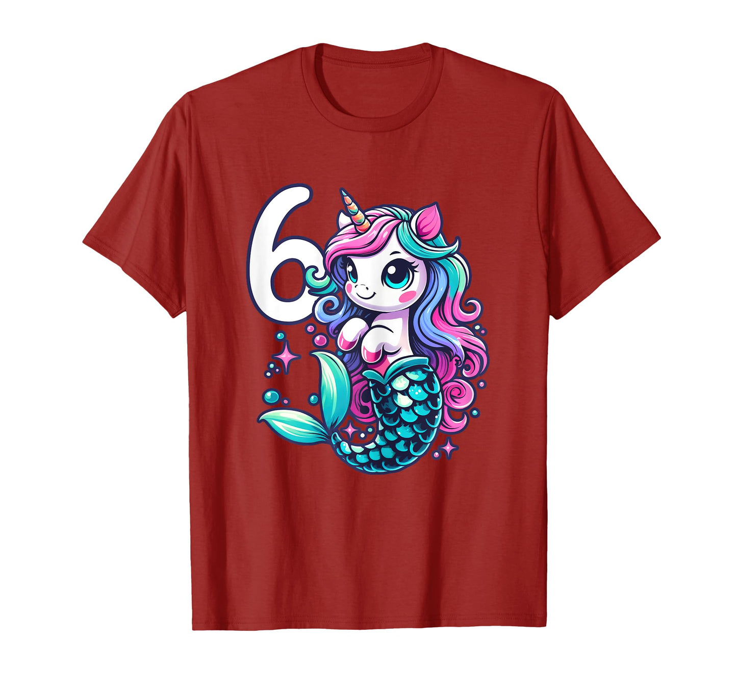 Unicorn Mermaid 6th Birthday 6 Year Old Party Girls Outfit T-Shirt