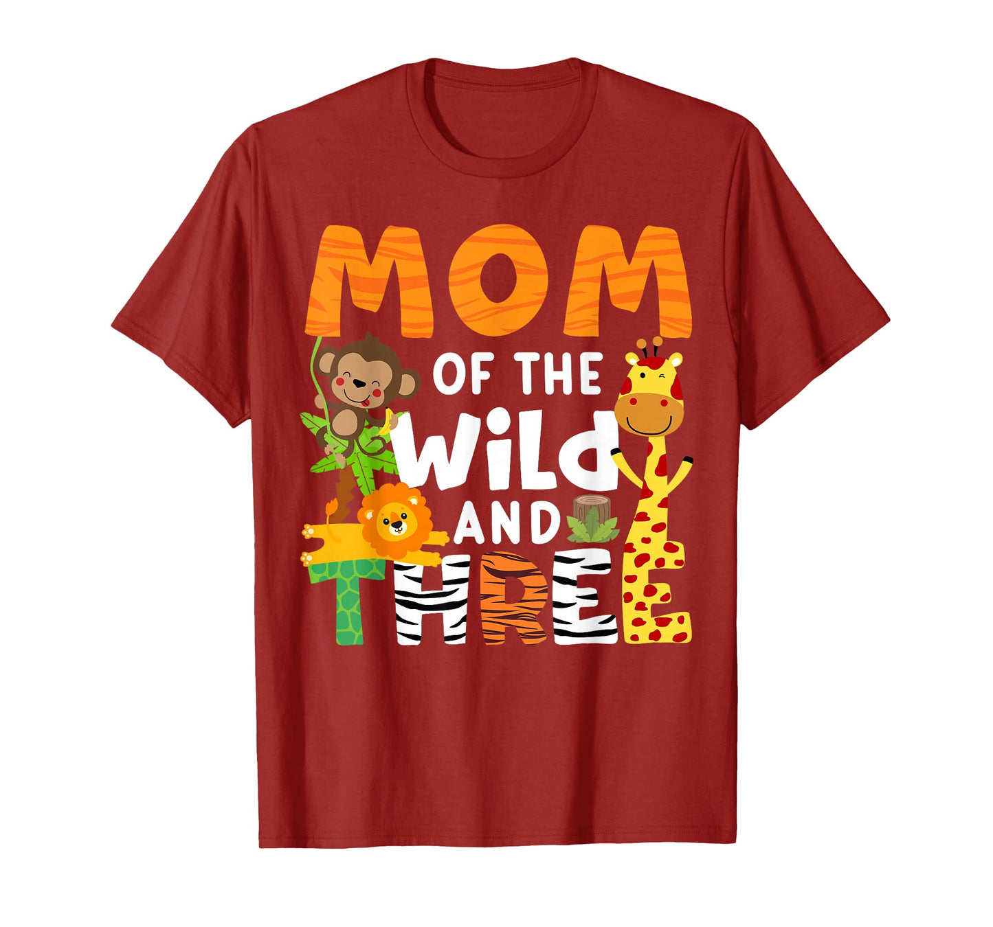 Mom Of The Wild and Three 3 Birthday Zoo Theme Safari Jungle T-Shirt
