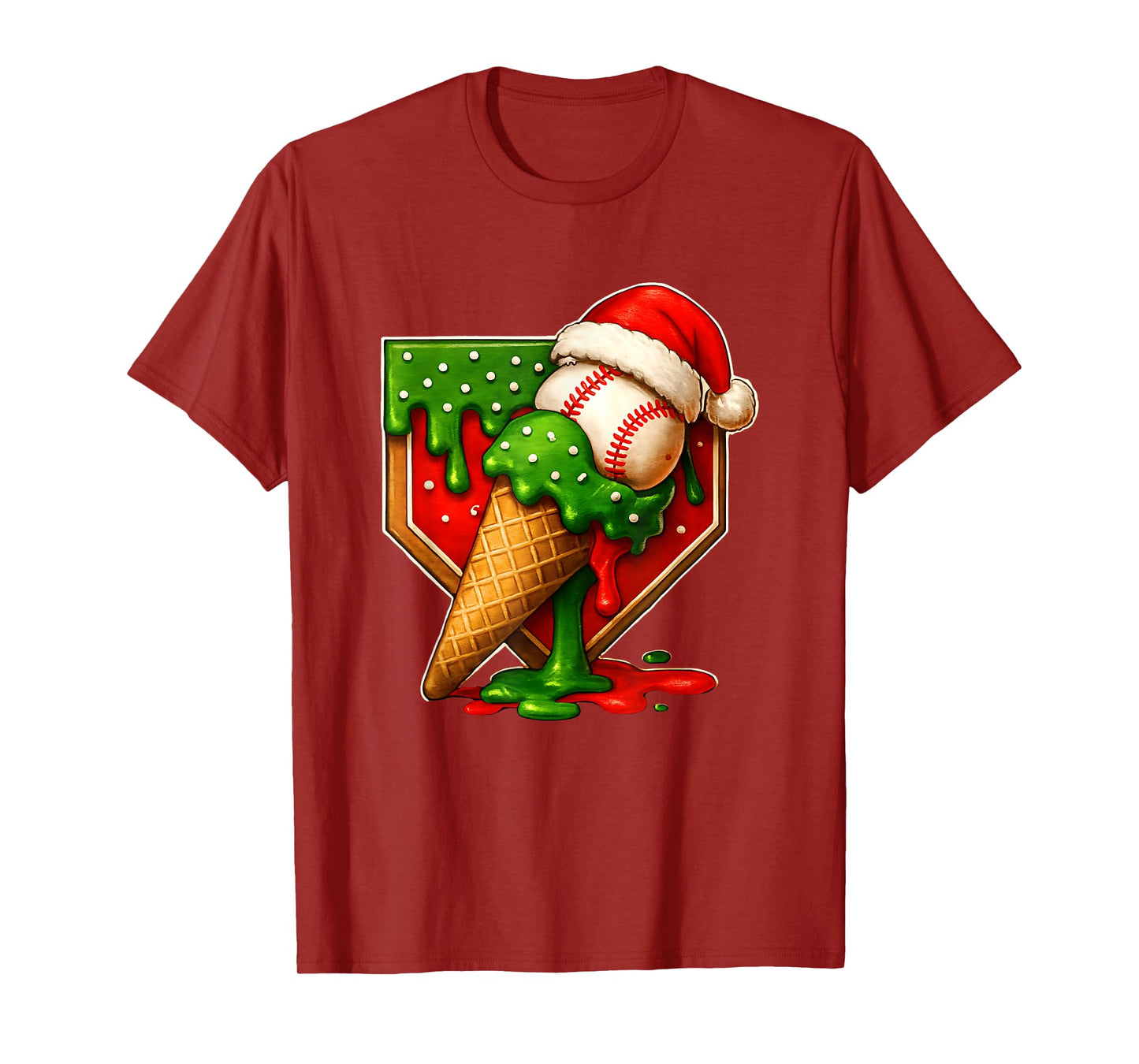 Baseball Xmas Christmas Baseball Ice Cream Drip Boys T-Shirt