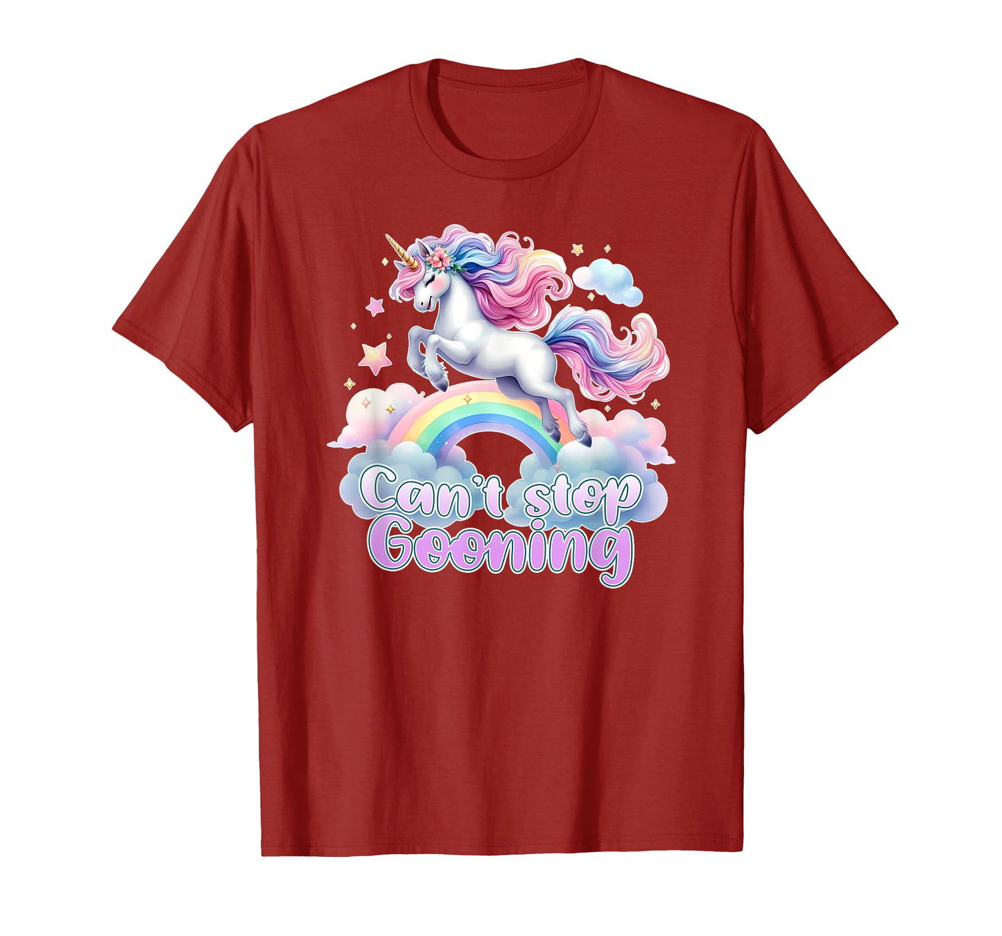 CANT STOP GOONING Funny Brainrot Meme 2025 Unicorn Cringe T-Shirt