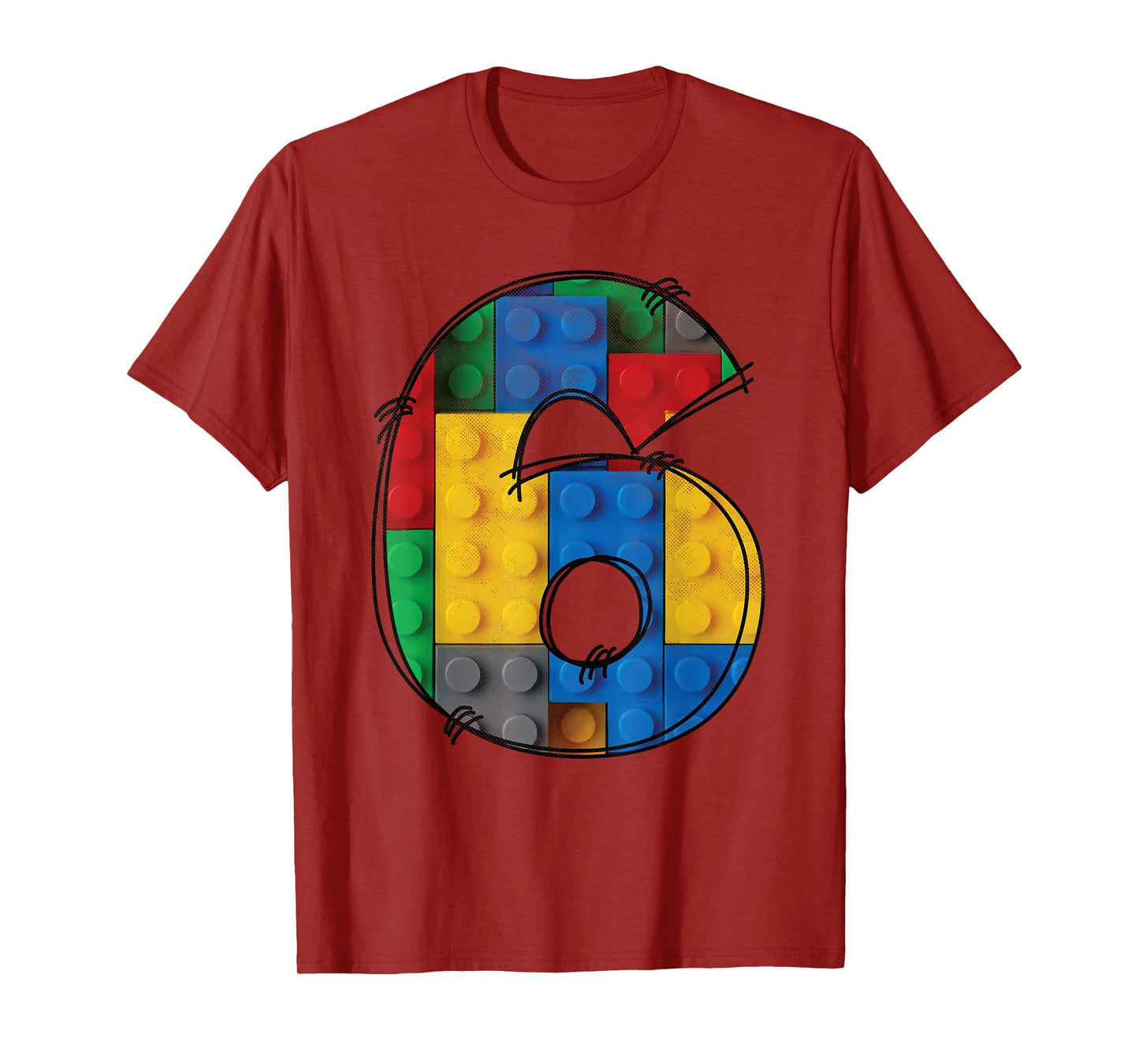 6 Years Old Blocks Building 6th Birthday Kid Master Builder T-Shirt