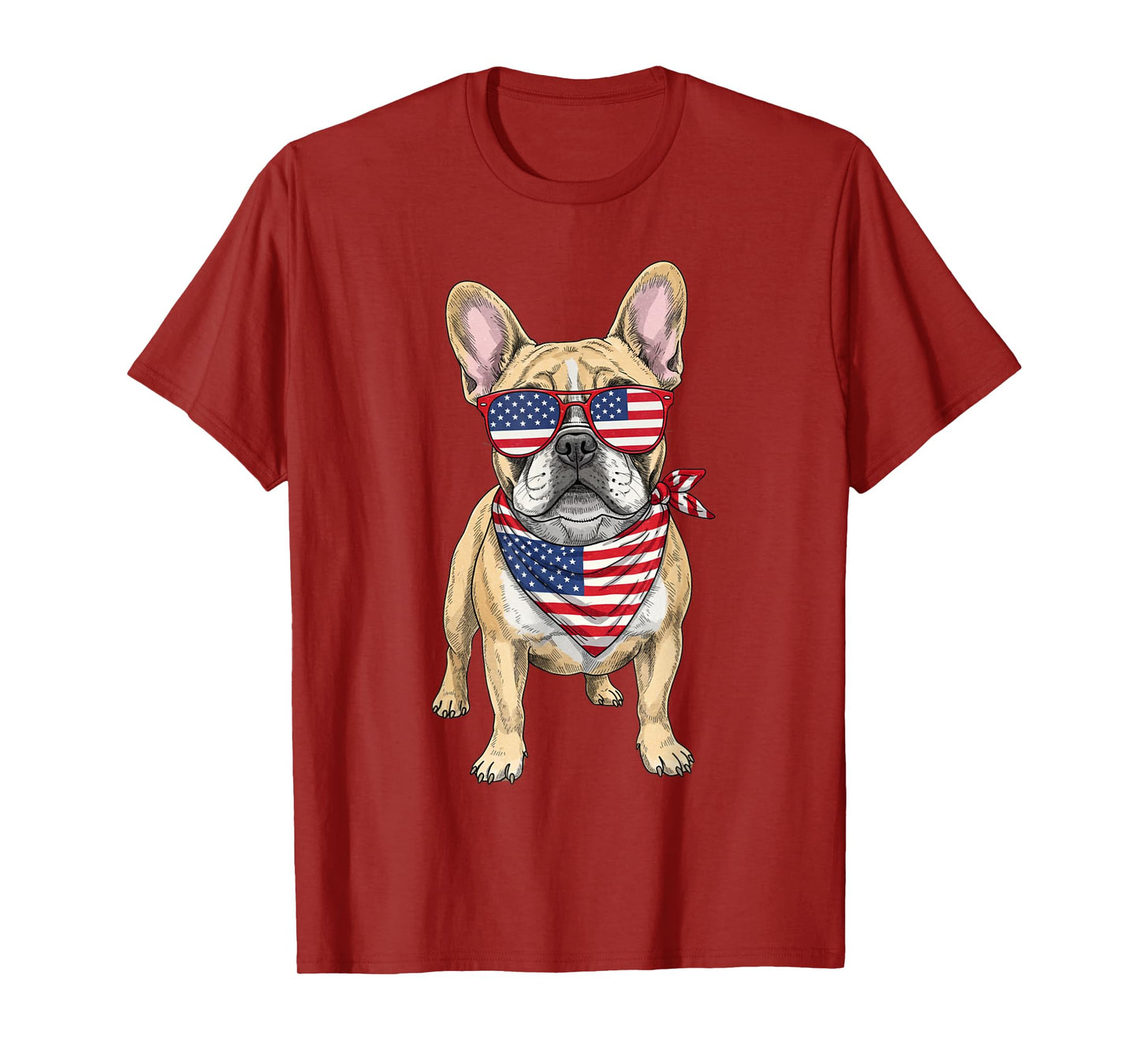 French Bulldog Frenchie USA US Flag 4th of July America Cute T-Shirt