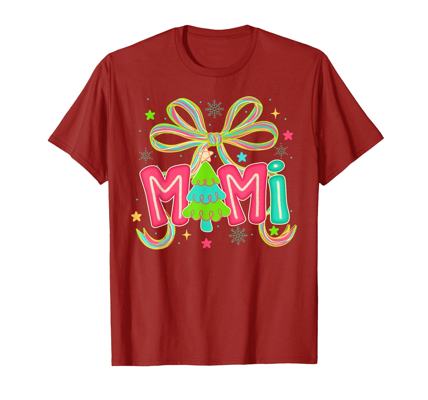 Mimi Claus Christmas Coquette Bow Xmas Tree Women Groovy T-Shirt