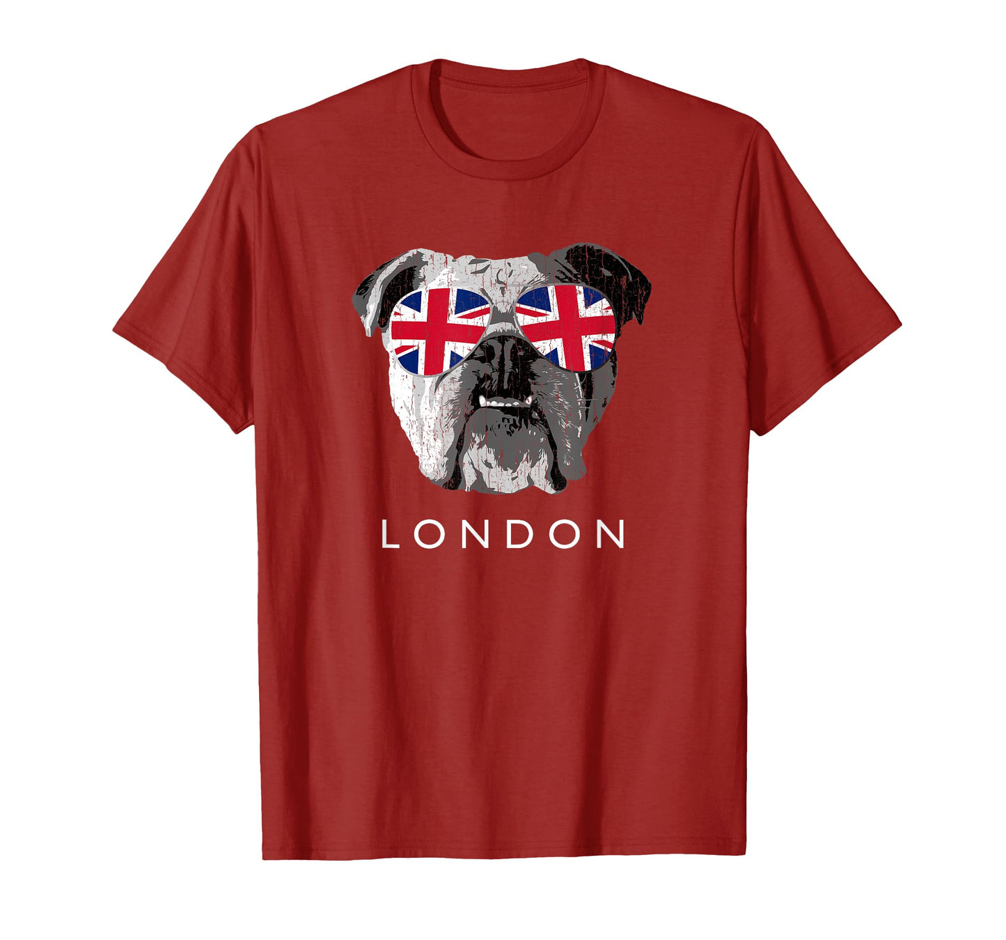London UK English Bulldog Sunglasses Flag Souvenir T-Shirt