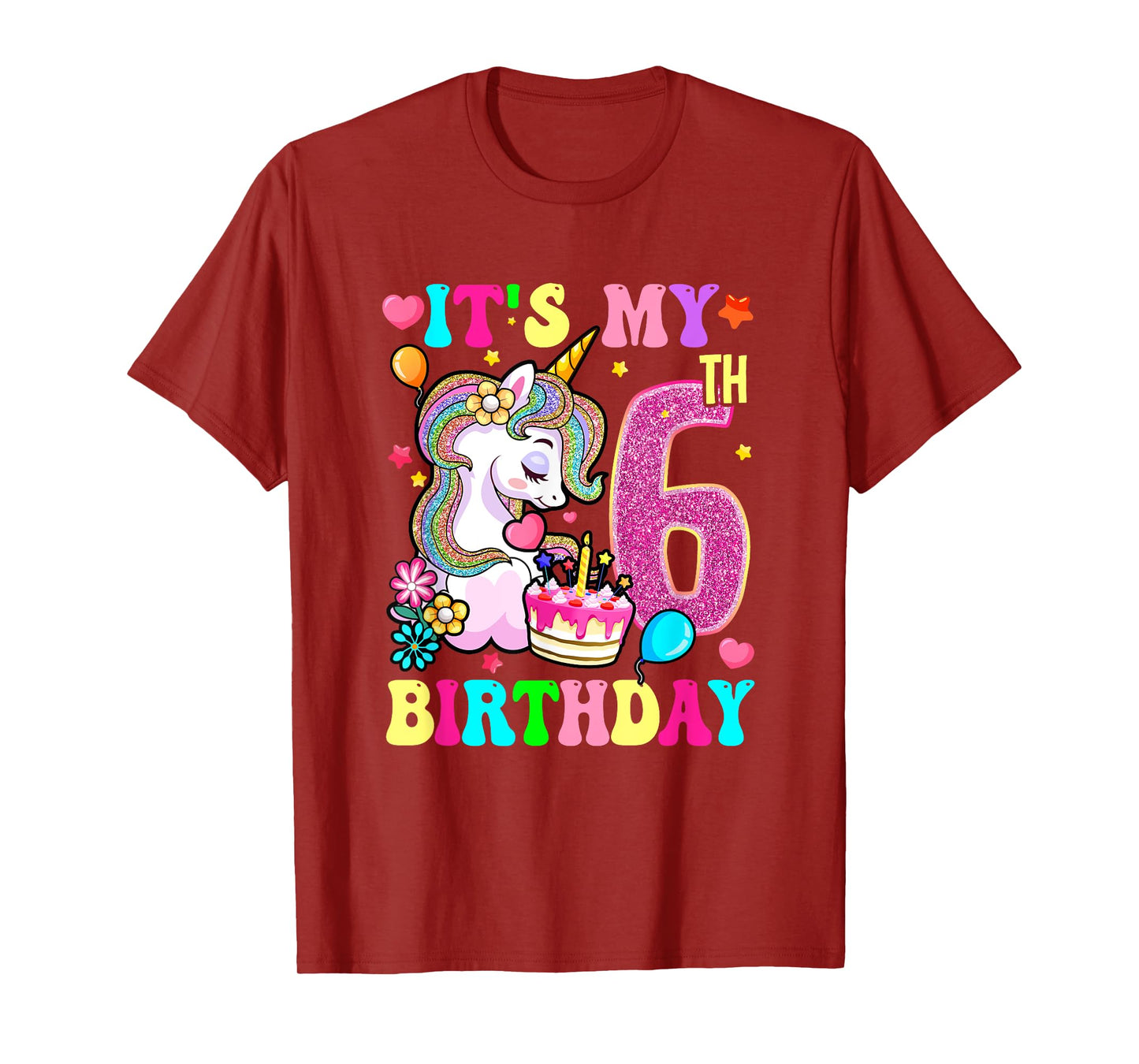 It's My 6Th Birthday Unicorn Girls Funny 6 Year Old T-Shirt