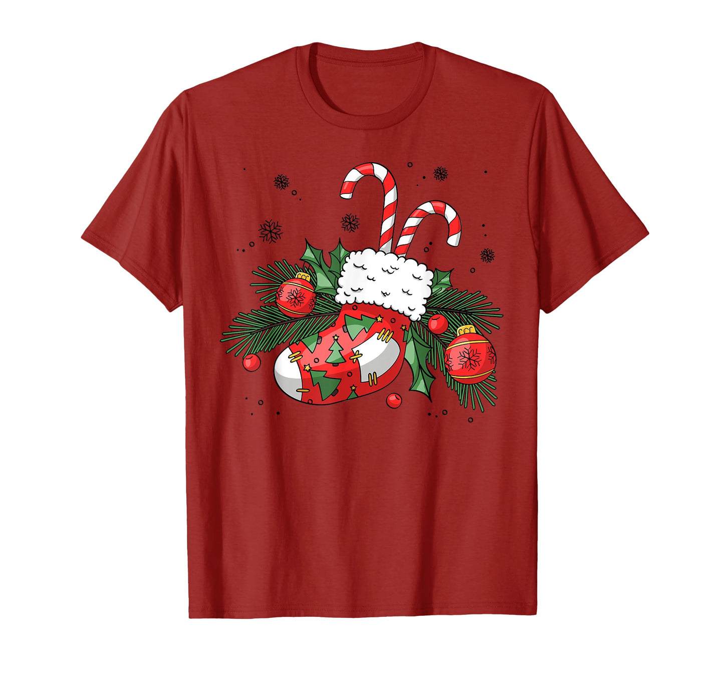 Funny Retro Merry Christmas Stocking Candy Cane Xmas Holiday T-Shirt