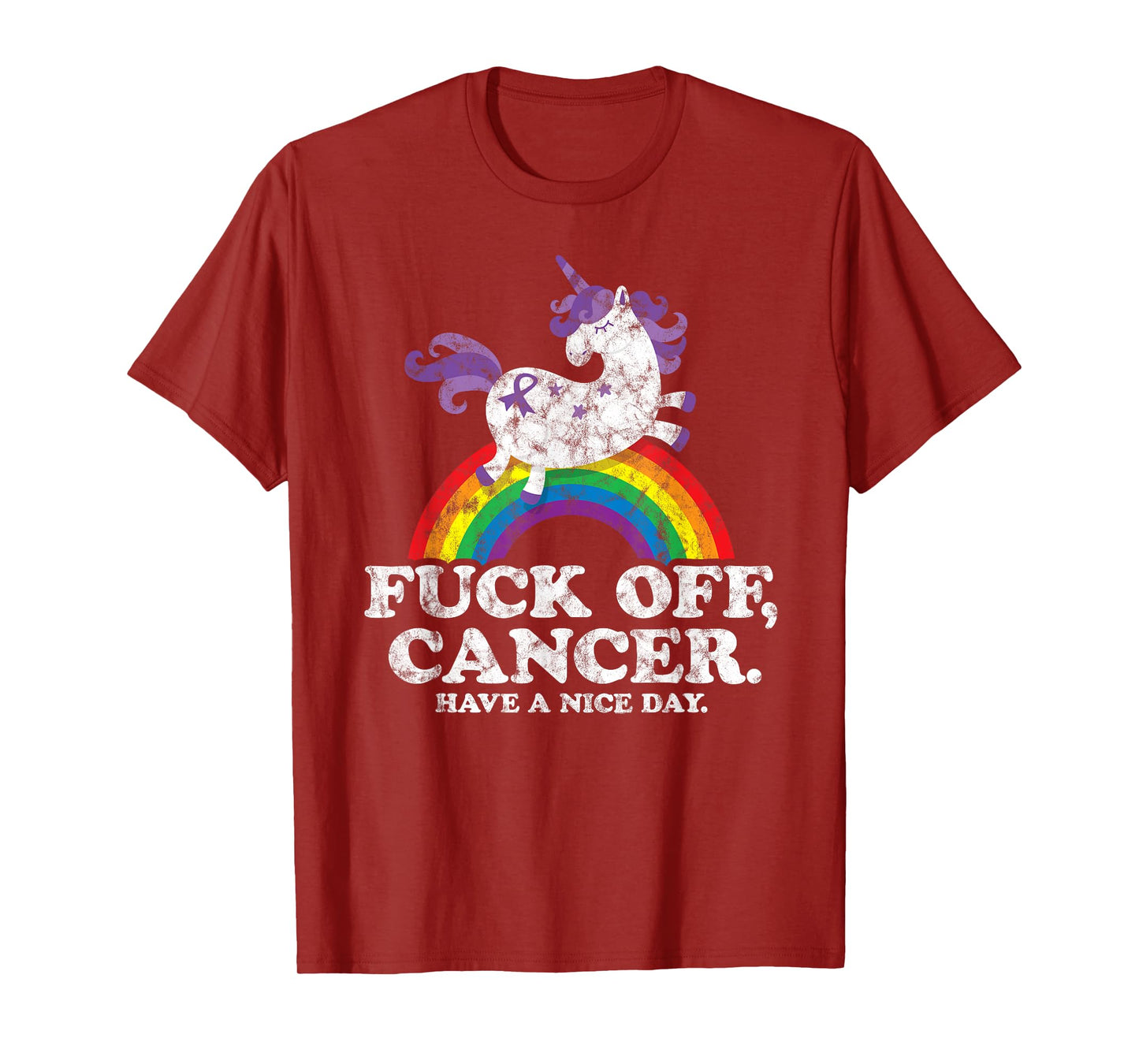 Fuck Off Cancer | Survivor Quote | Funny Unicorn Rainbow T-Shirt