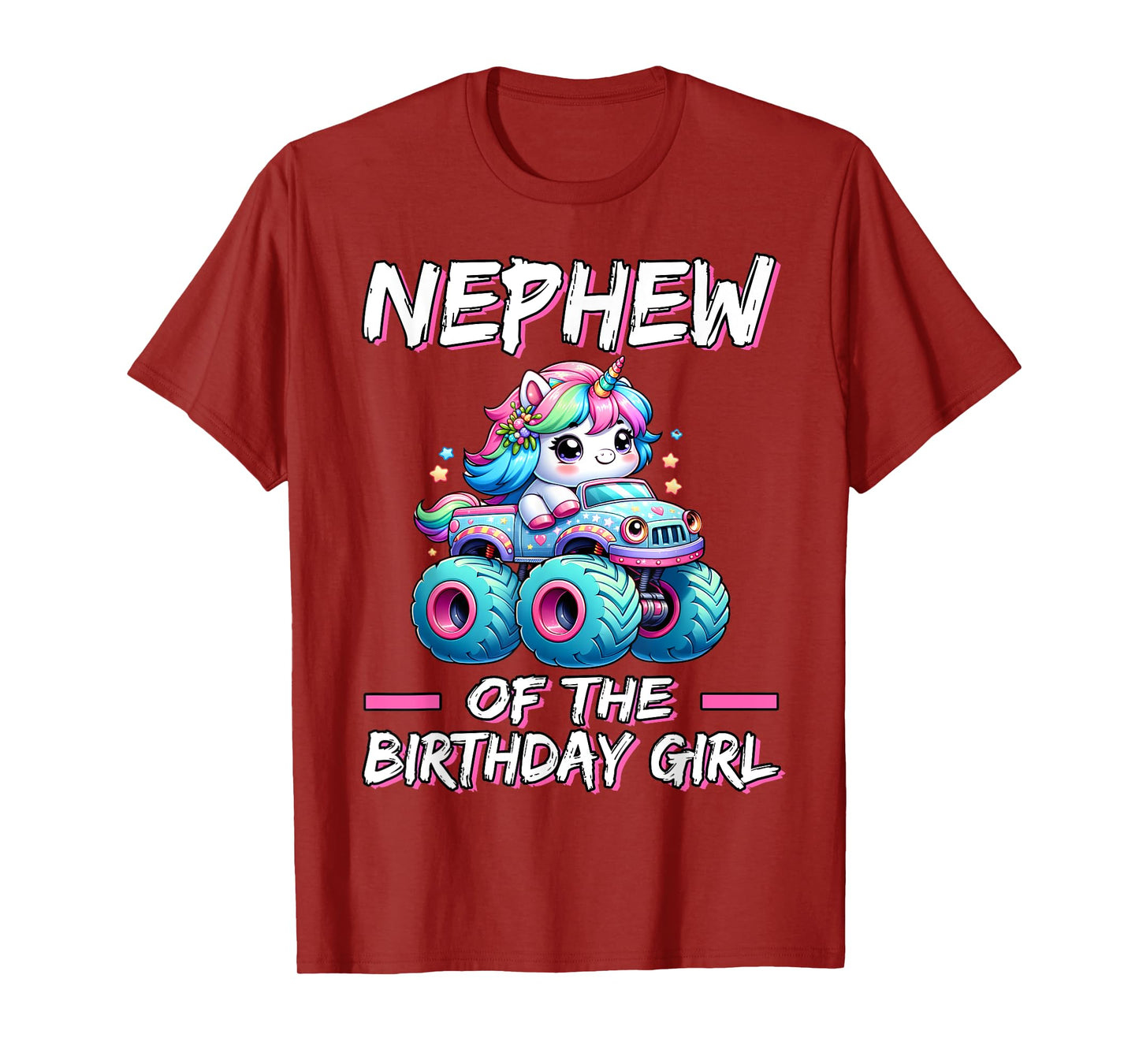 NEPHEW of the Birthday Girl Monster Truck Unicorn 1st Bday T-Shirt