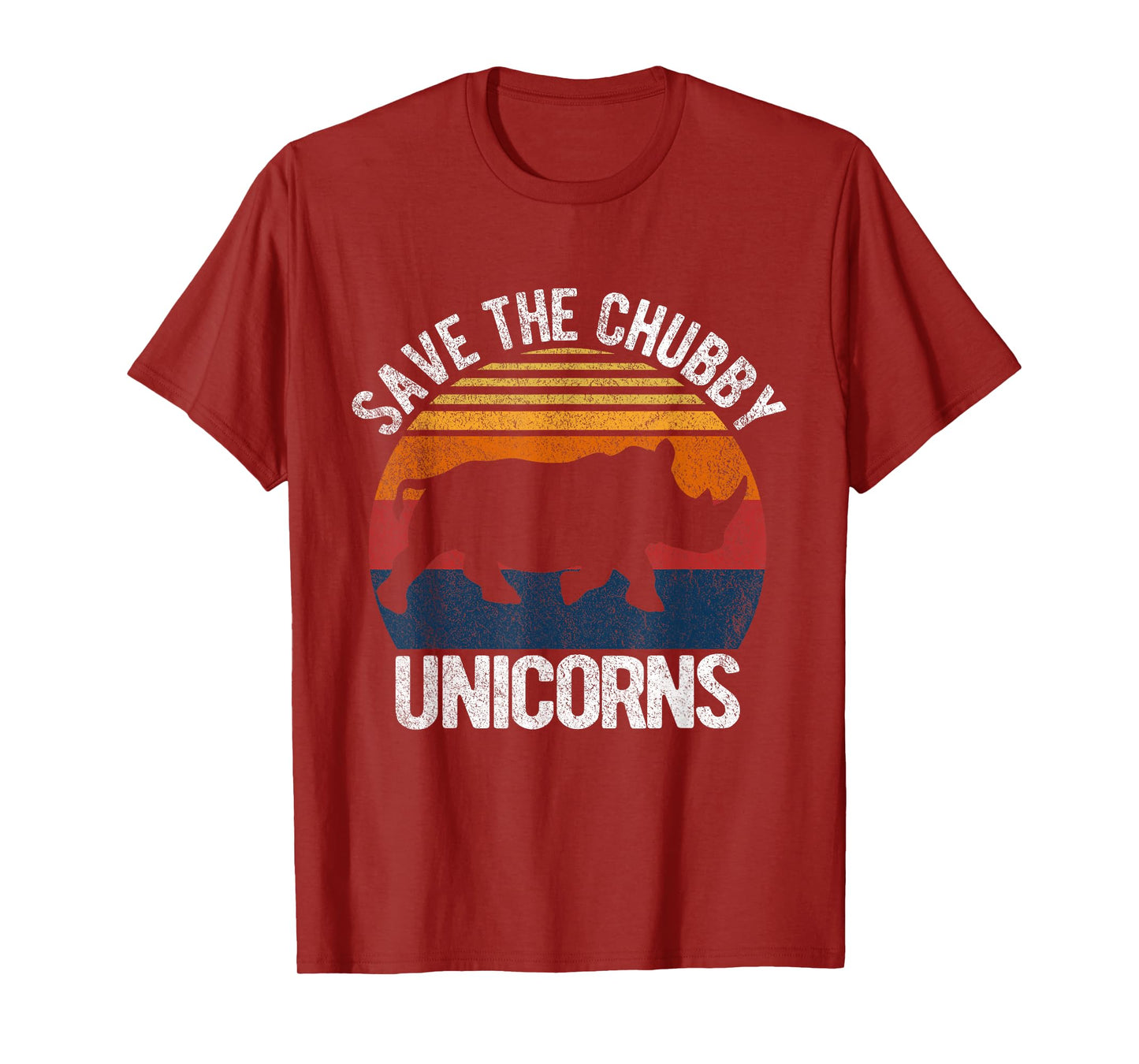 Save The Chubby Unicorns Funny Rhino Chubby Unicorn Retro T-Shirt