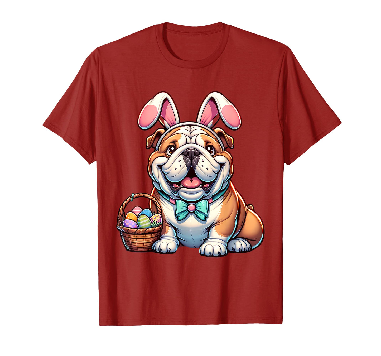 Easter English Bulldog Bunny Ears Eggs T-Shirt