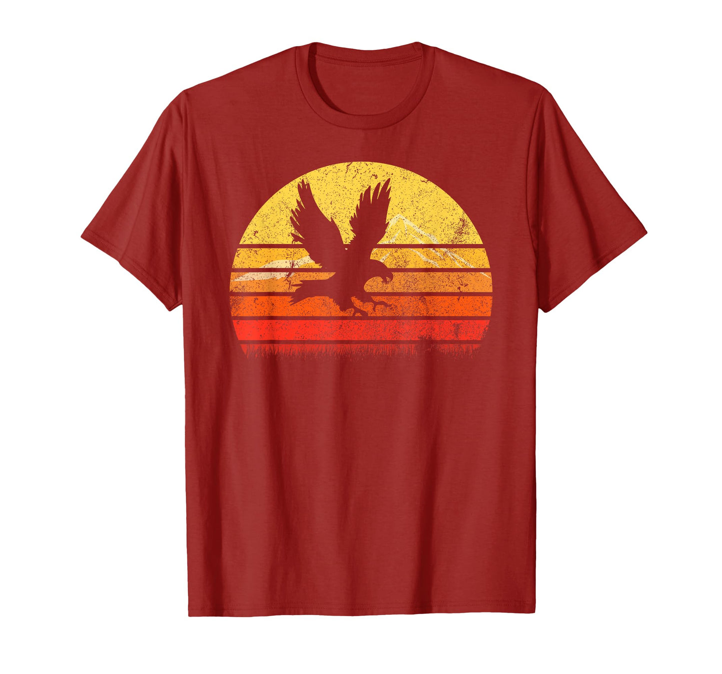Vintage Retro Hawk Silhouette Sunset Bird Lover Distressed T-Shirt