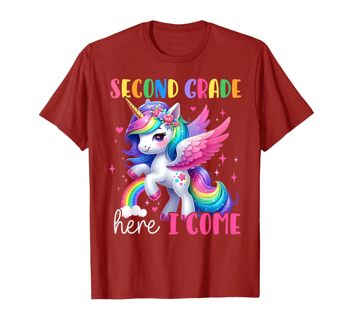 Second Grade Here I Come Unicorn Girls Kids Back To School T-Shirt