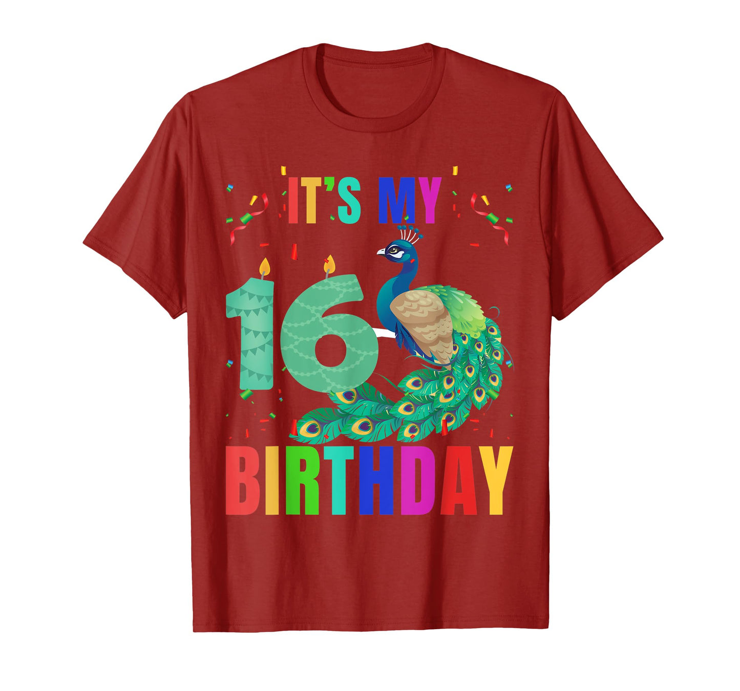 Peacock 16th Birthday Funny Cute Birds Animal Lover Graphic T-Shirt