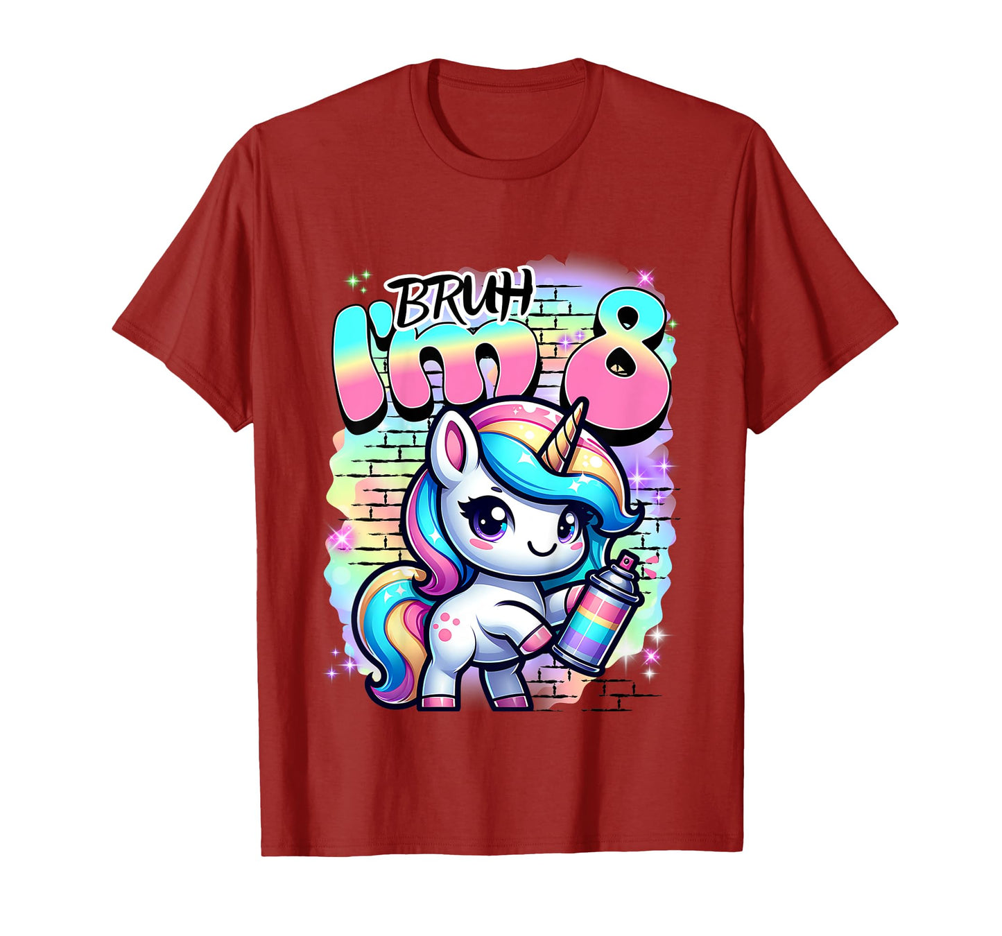 Kids Cute Funny 8 year Old 8th Pastel Colored Unicorn Birthday T-Shirt