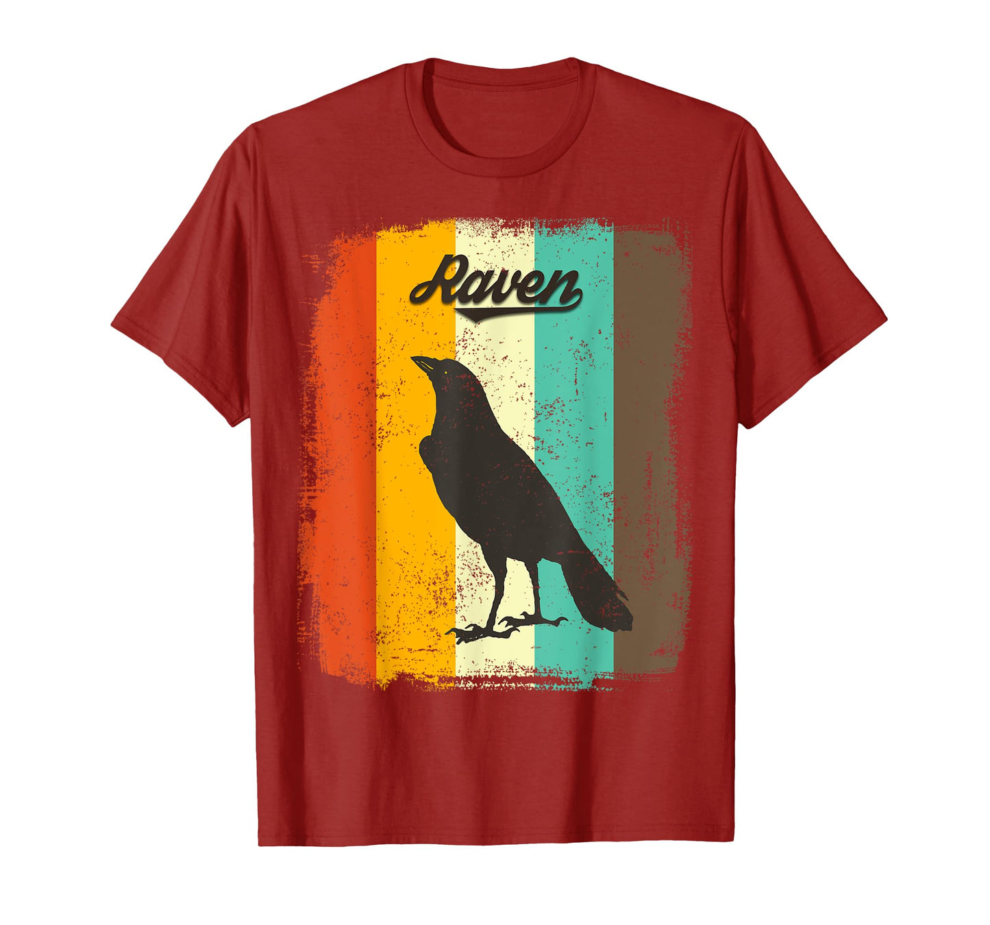 Raven Retro 70s Vintage Bird Lover Art T-Shirt