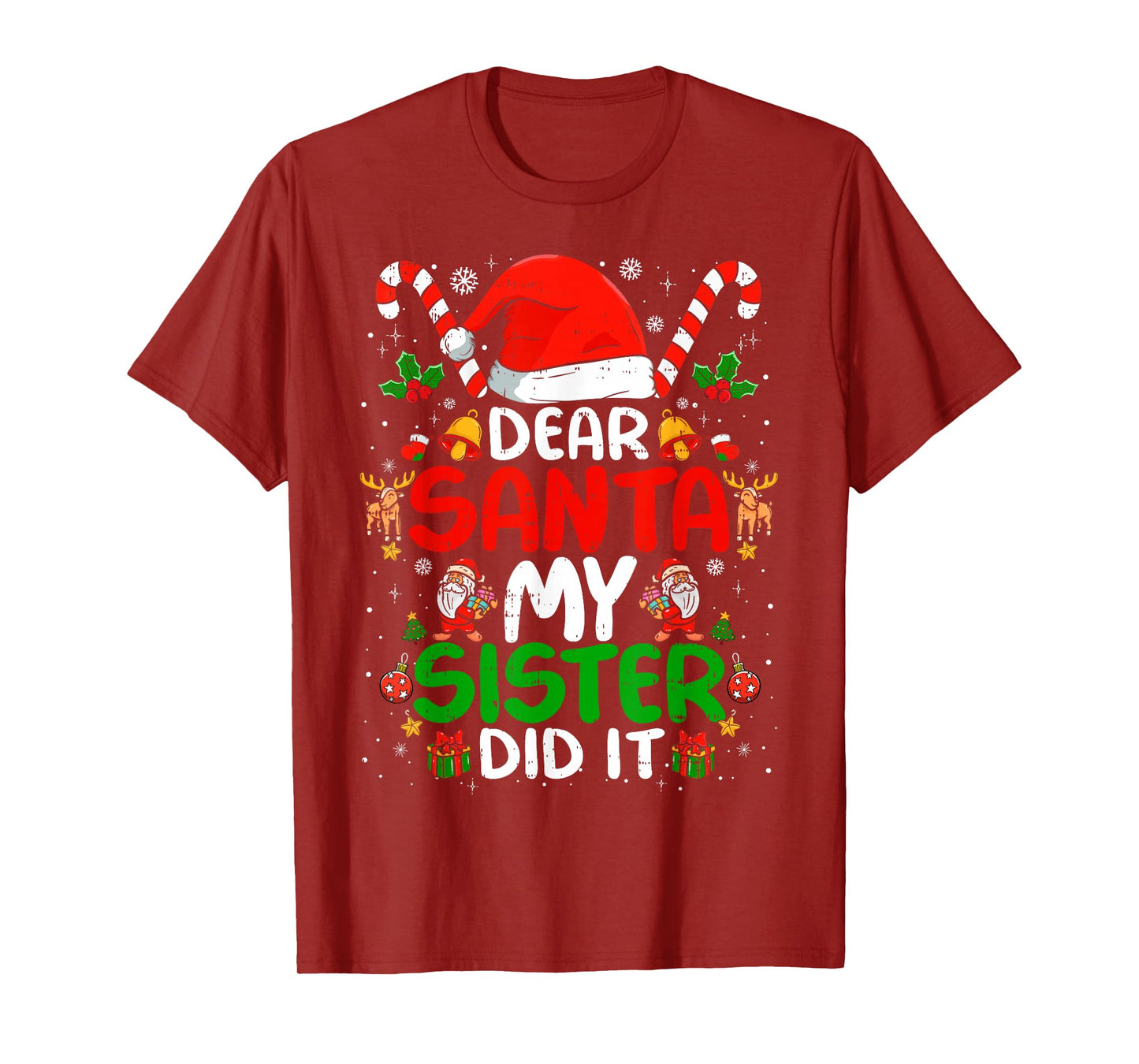 Dear Santa My Sister Did It Funny Christmas Boys Girls Kids T-Shirt
