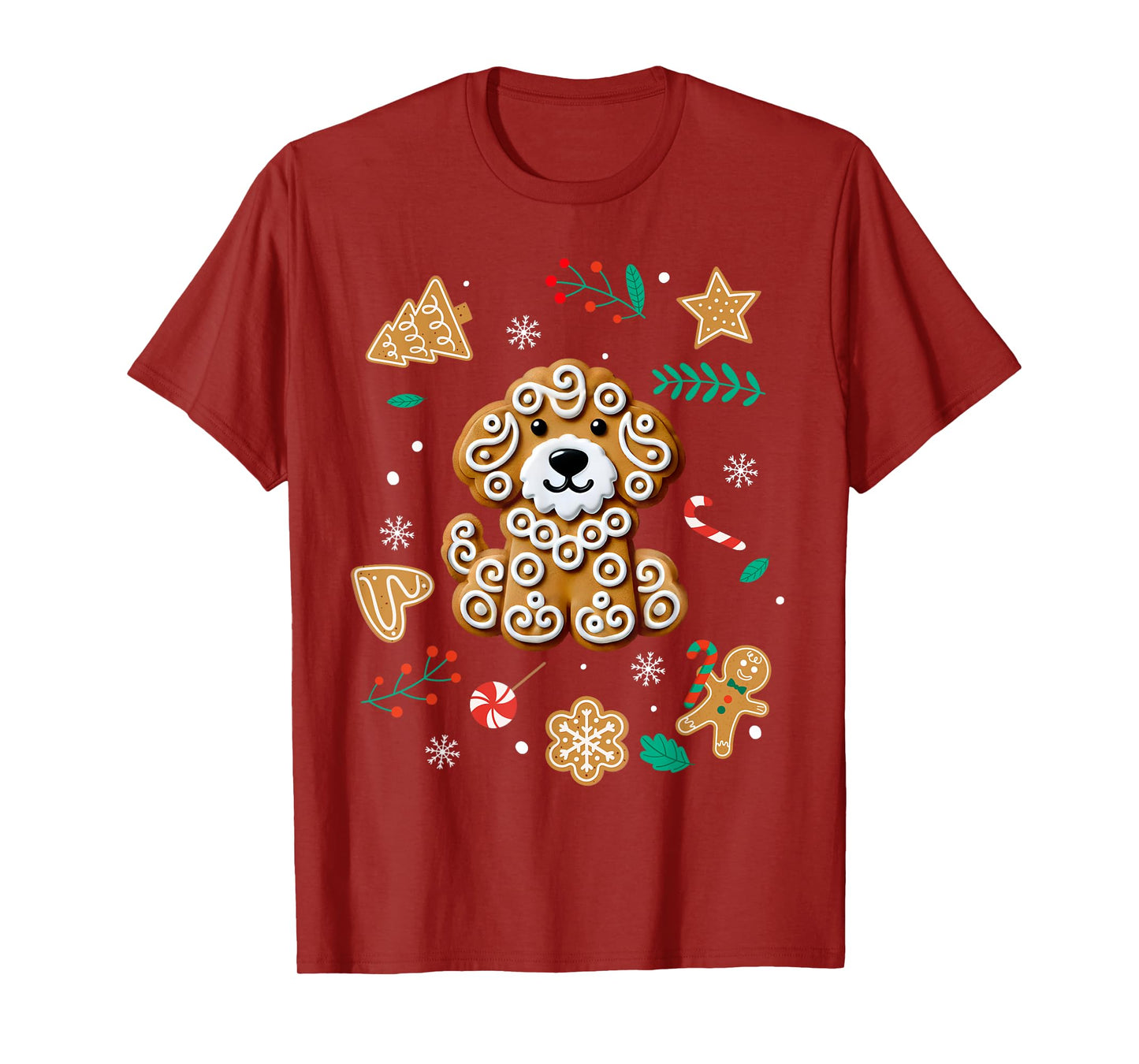 Xmas Dog Gingerbread Goldendoodle Golden Doodle Christmas T-Shirt