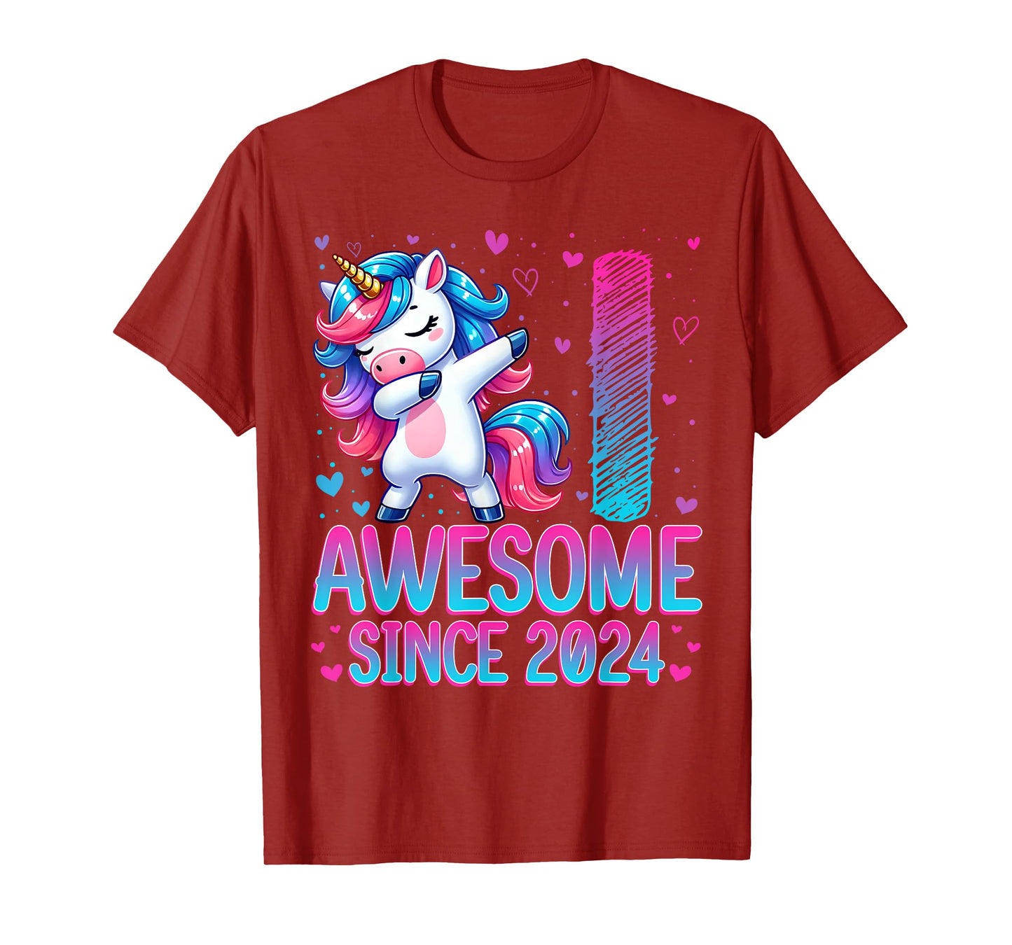 Awesome Since 2024 Unicorn 1st Birthday 1 Years Old Girl T-Shirt