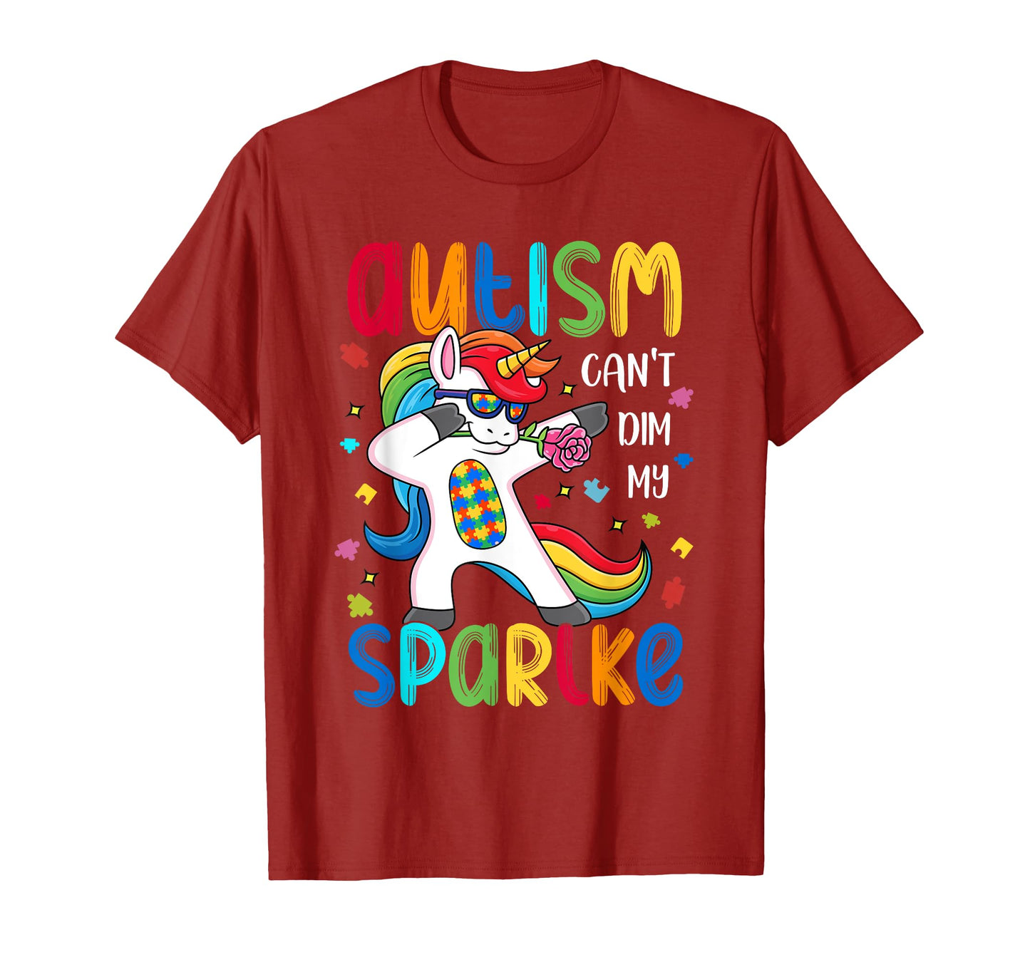Unicorn Autism Awareness Funny Autism Can't Dim My Sparkle T-Shirt