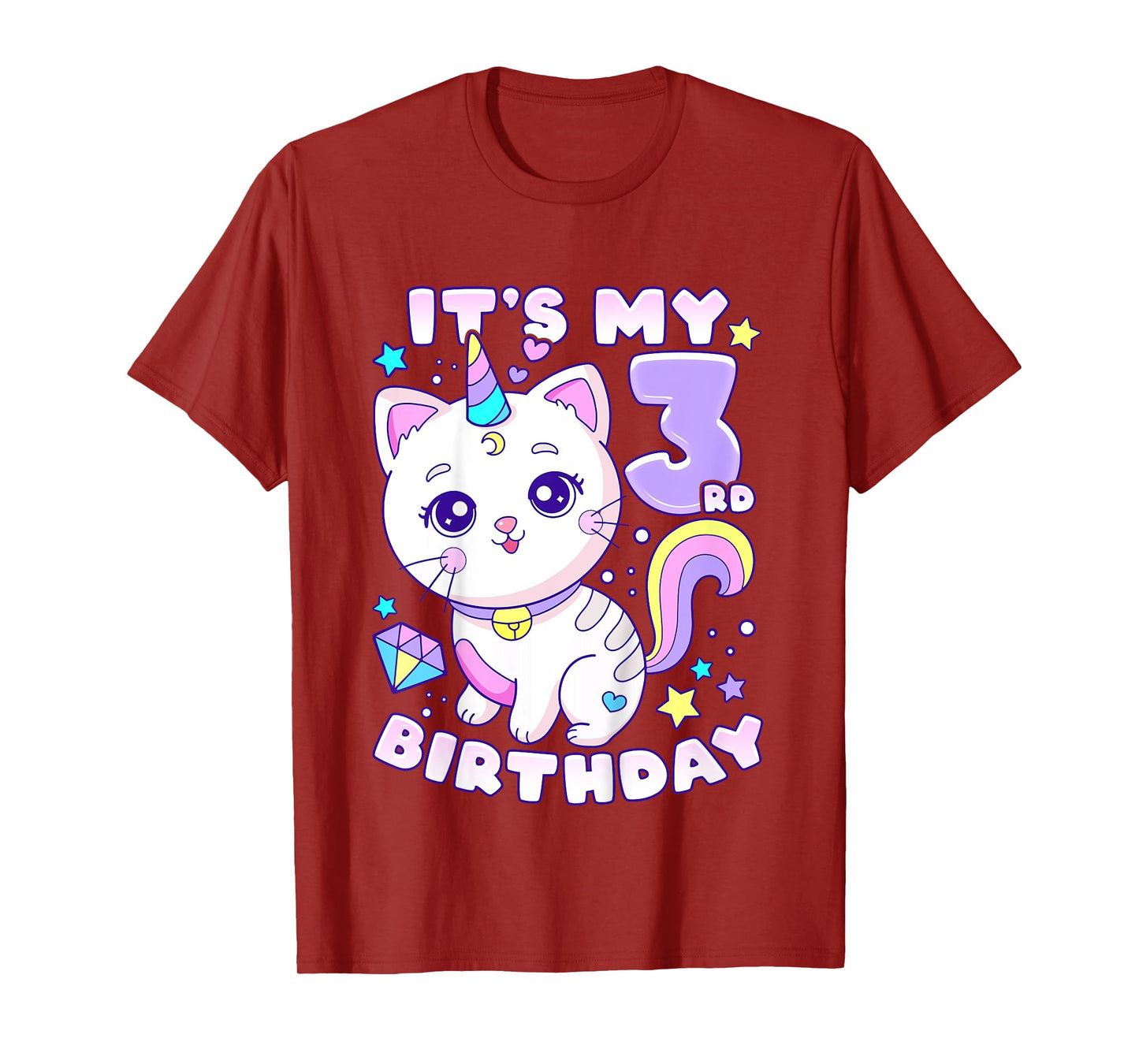 Birthday girl 3 years old, cat, unicorn, 3rd birthday T-Shirt
