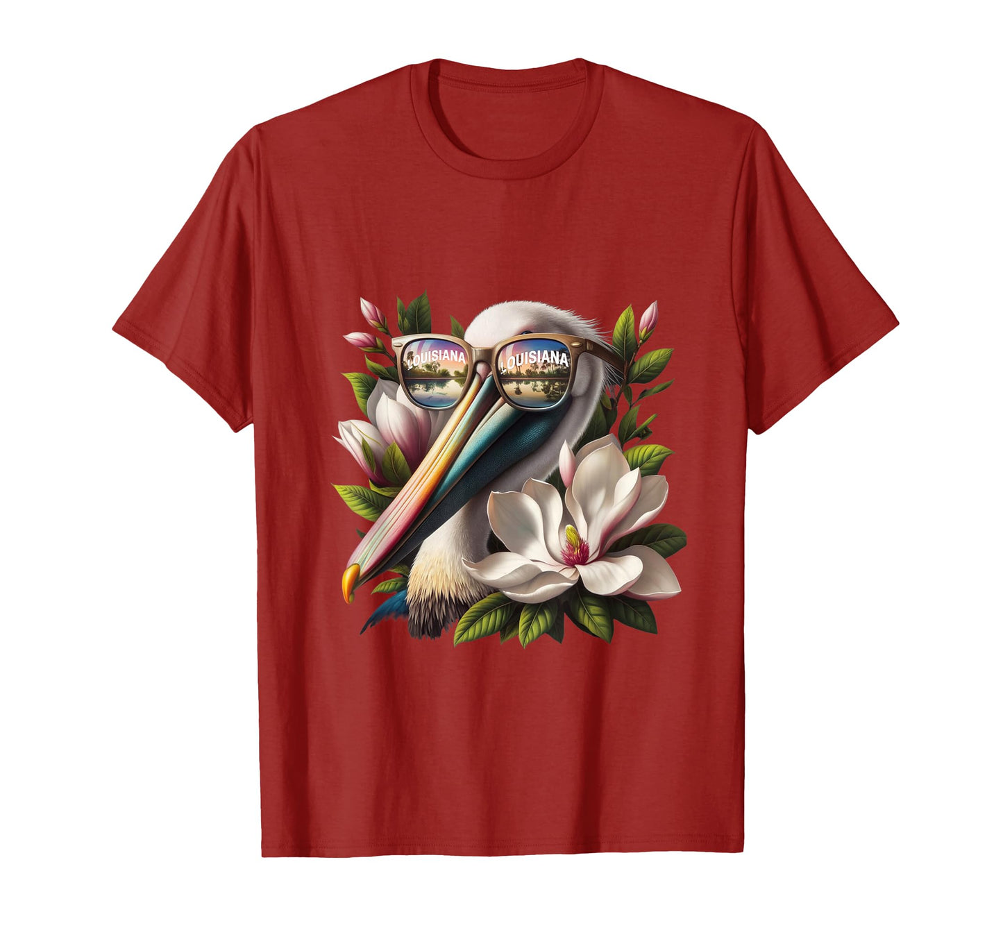 Louisiana Pelican Wearing Sunglasses State Bird Retro Art T-Shirt