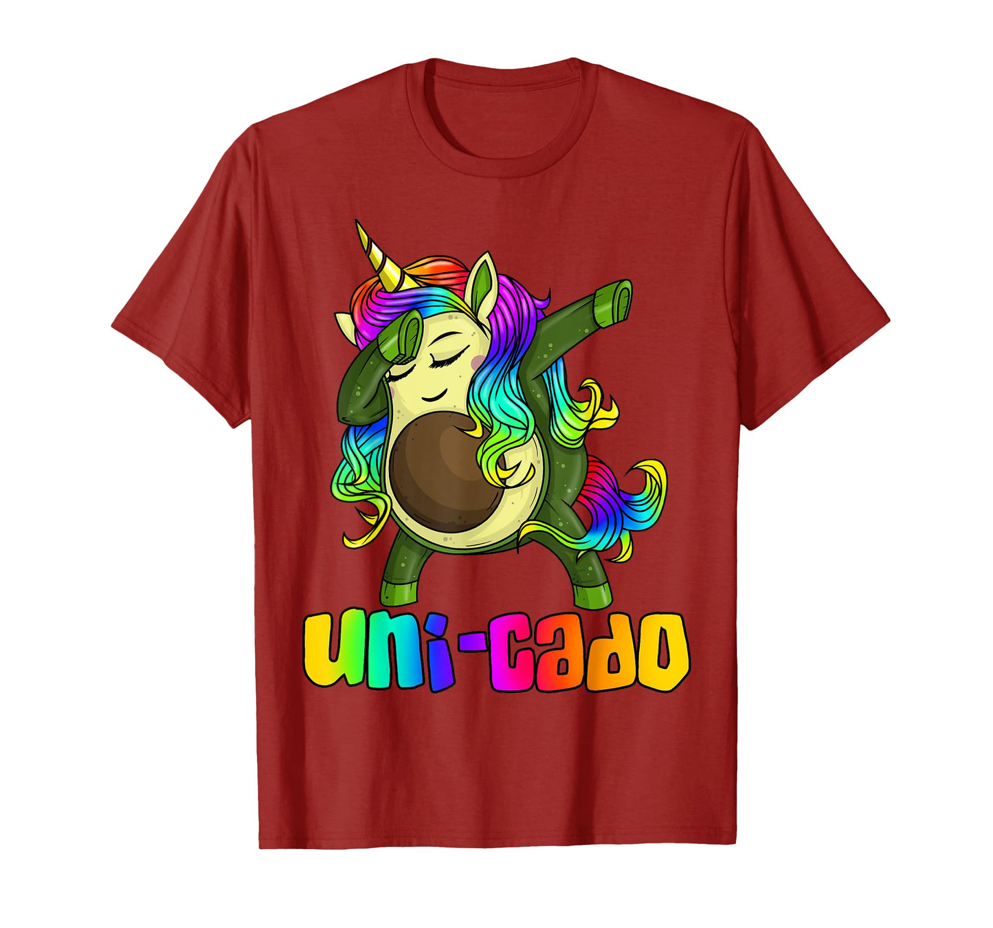 Uni Cado Dabbing Unicorn Avocado Rainbow Girl Birthday Gift T-Shirt