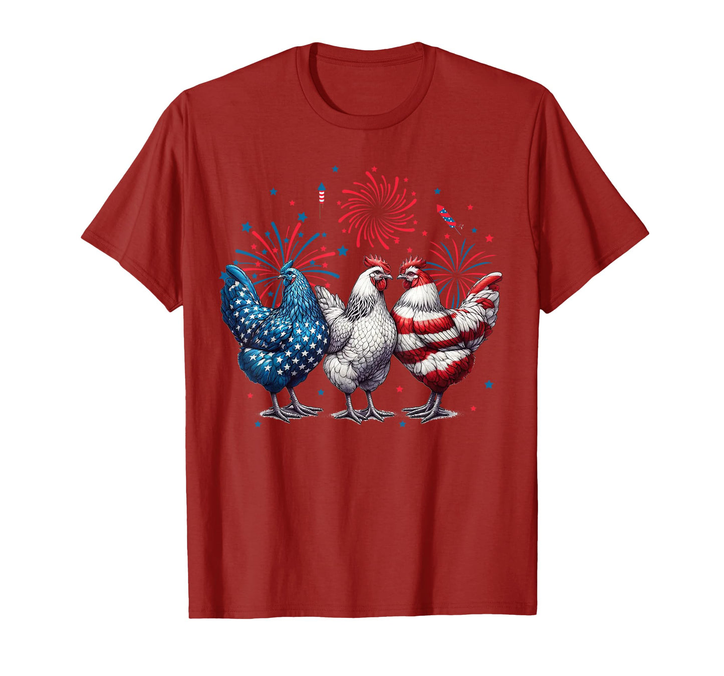 Chicken Red White Blue Patriotic Rooster 4th of July Men Boy T-Shirt